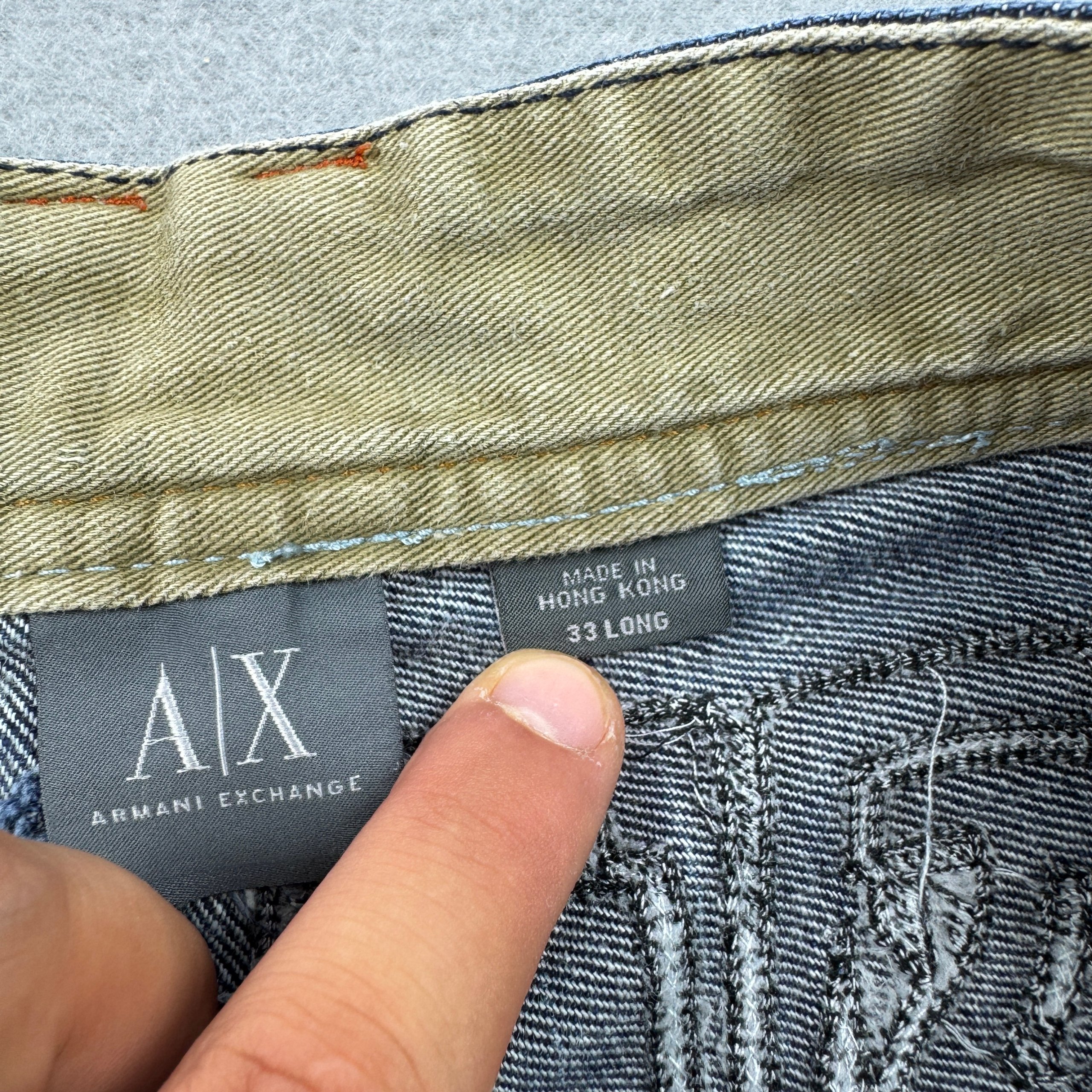 Men`s Armani Exchange Blue Denim Shorts Distressed Detail Size 33 Long image 8