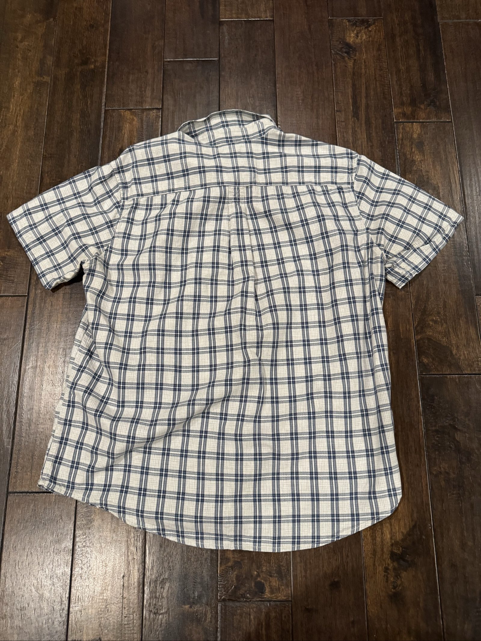 Men’s Eddie Bauer Plaid Button Down Short-Sleeve Shirt - Blue Gray - Large image 5