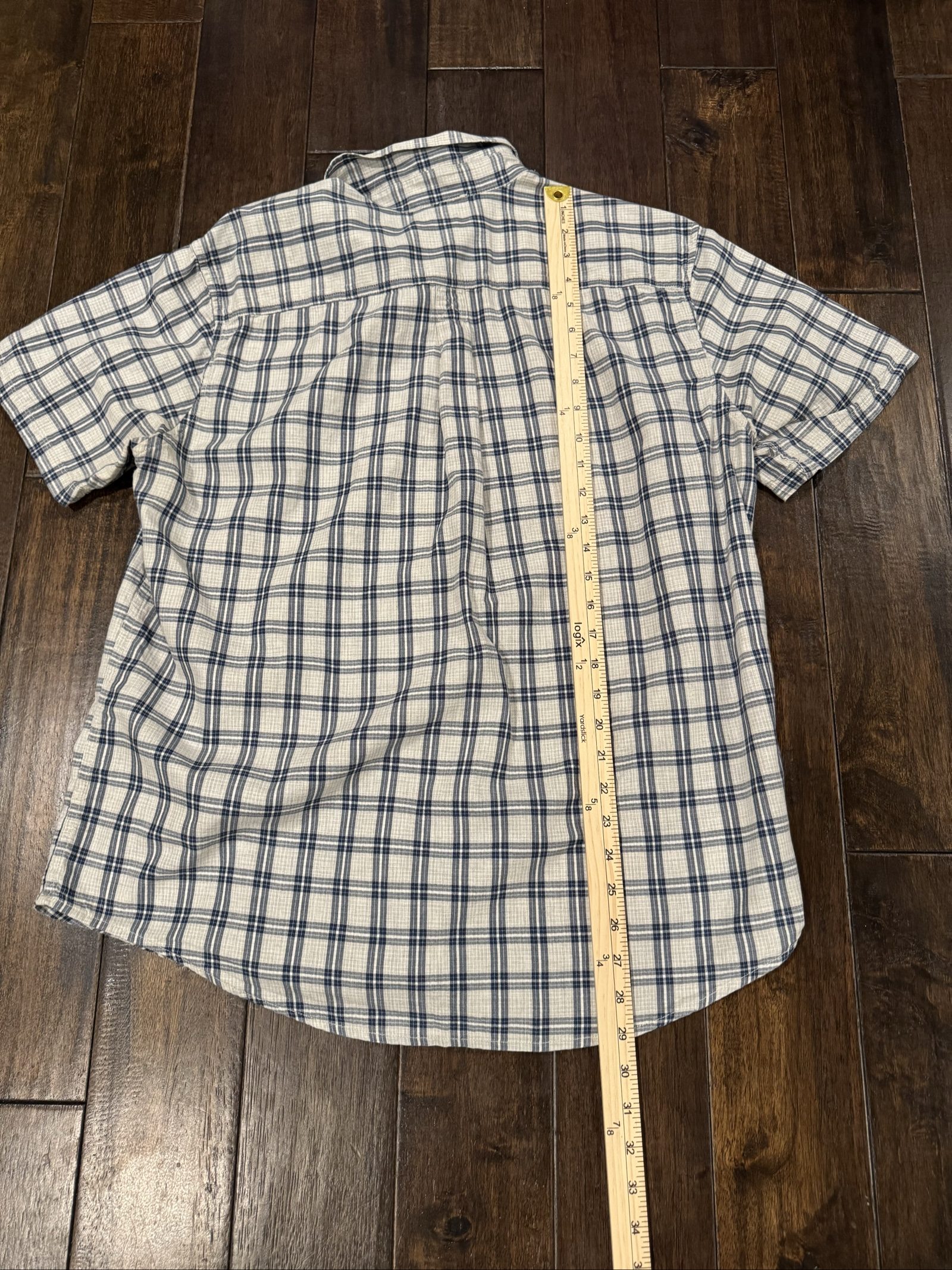 Men’s Eddie Bauer Plaid Button Down Short-Sleeve Shirt - Blue Gray - Large image 6