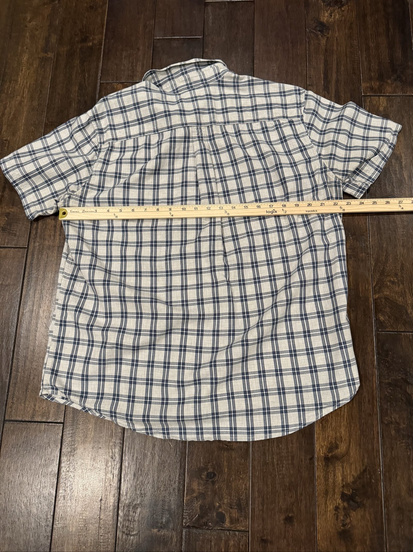 Men’s Eddie Bauer Plaid Button Down Short-Sleeve Shirt - Blue Gray - Large image 7