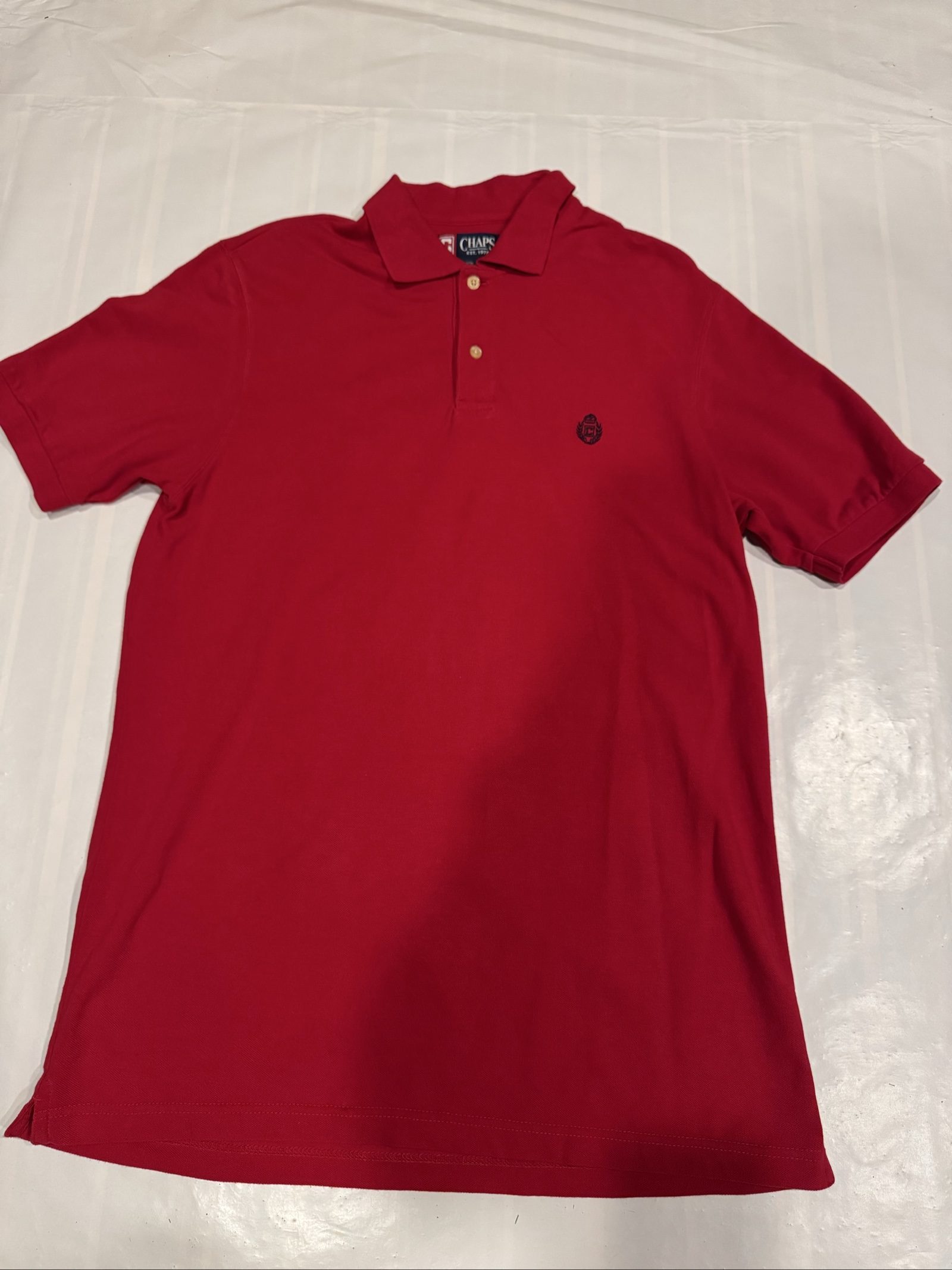 Chaps Men Red Cotton Polo Shirt Medium Embroidered Logo