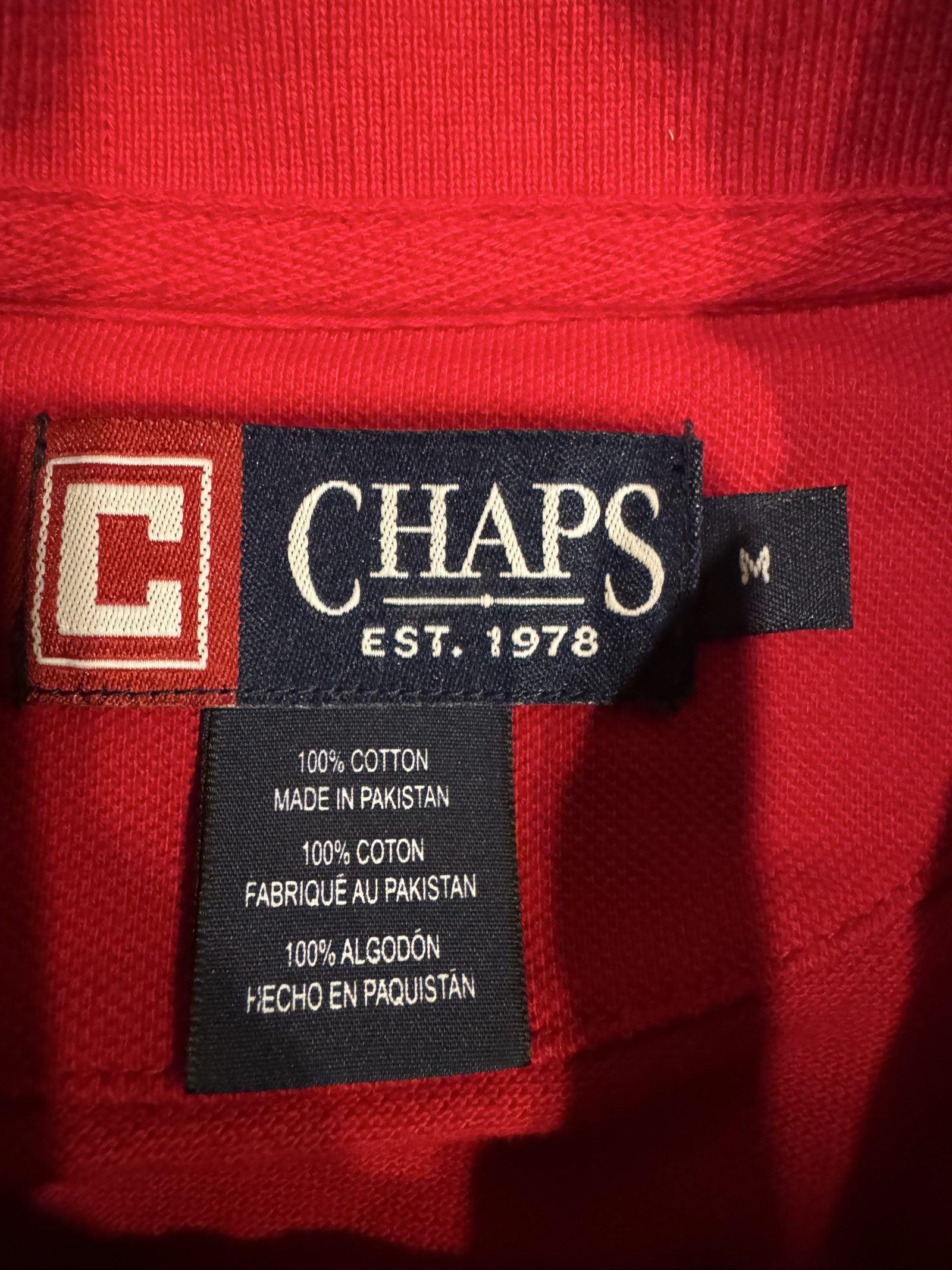 Chaps Men Red Cotton Polo Shirt Medium Embroidered Logo image 3