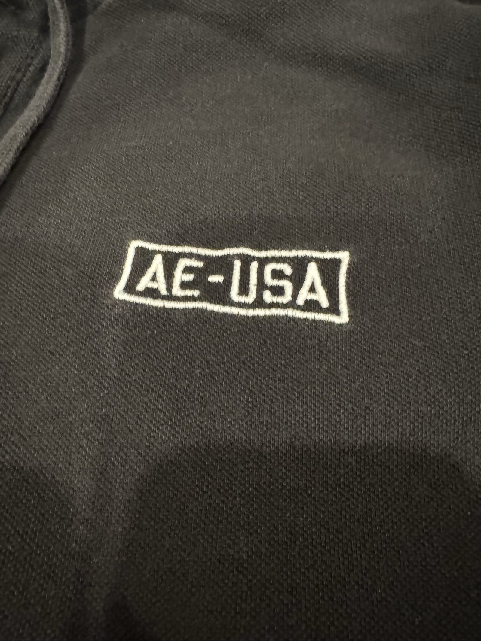 American Eagle Black & Grey USA Patch Hoodie Small image 3