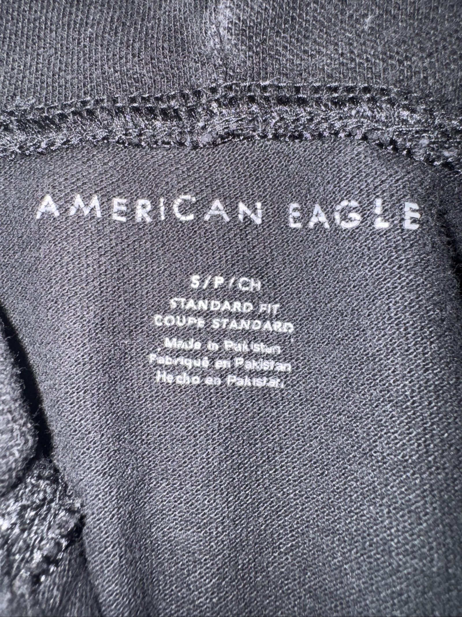 American Eagle Black & Grey USA Patch Hoodie Small image 5