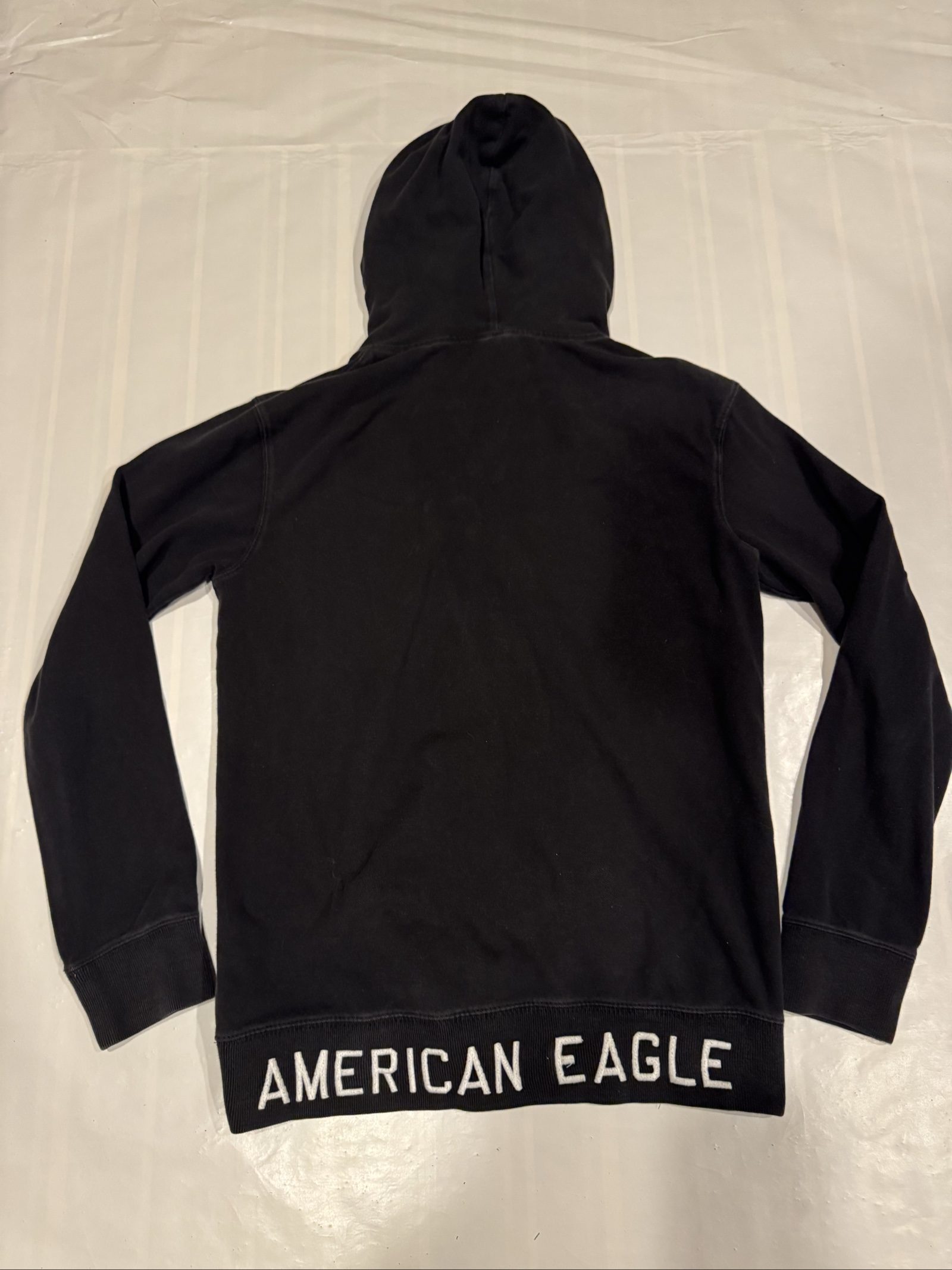 American Eagle Black & Grey USA Patch Hoodie Small image 6