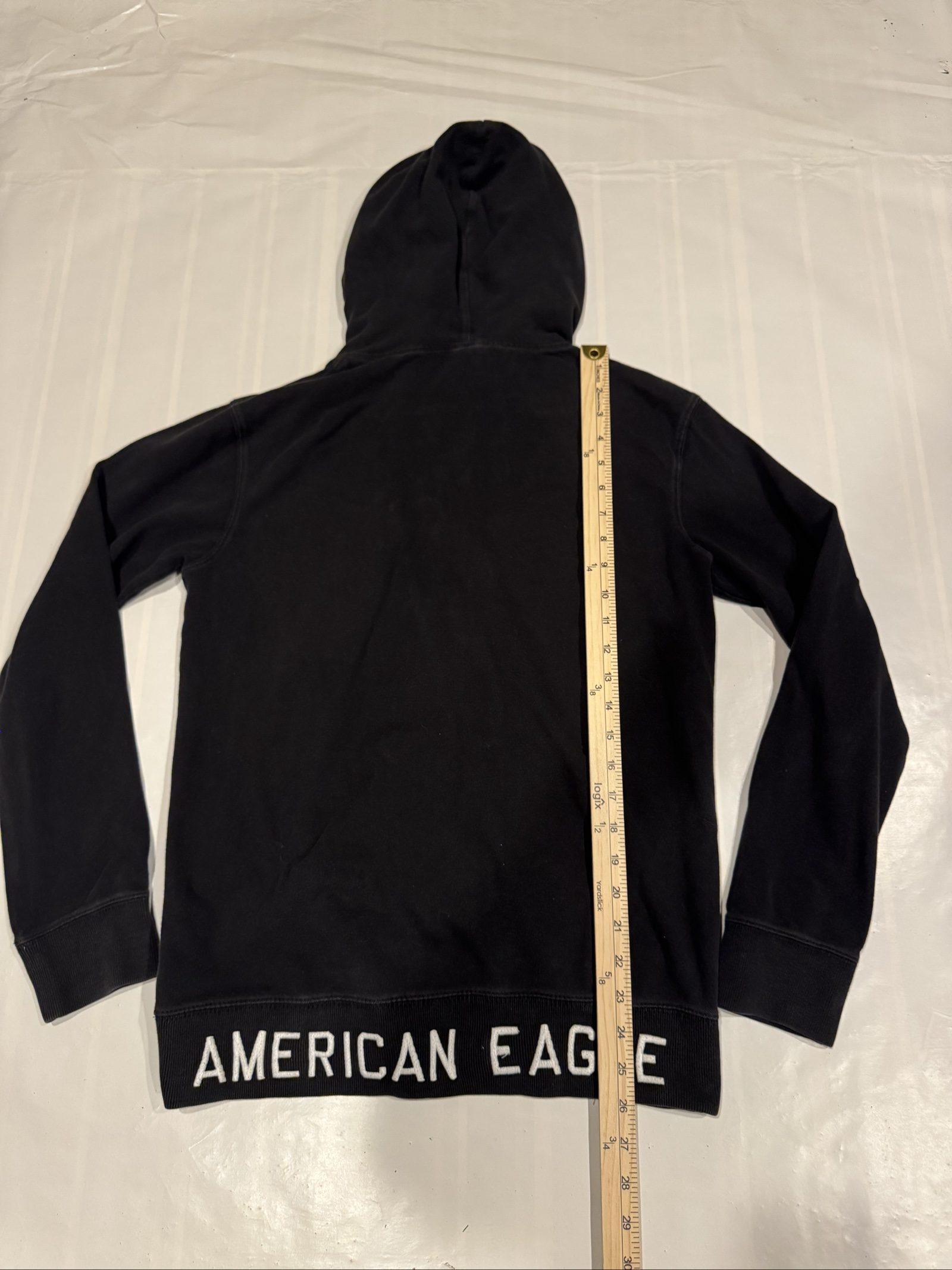 American Eagle Black & Grey USA Patch Hoodie Small image 7