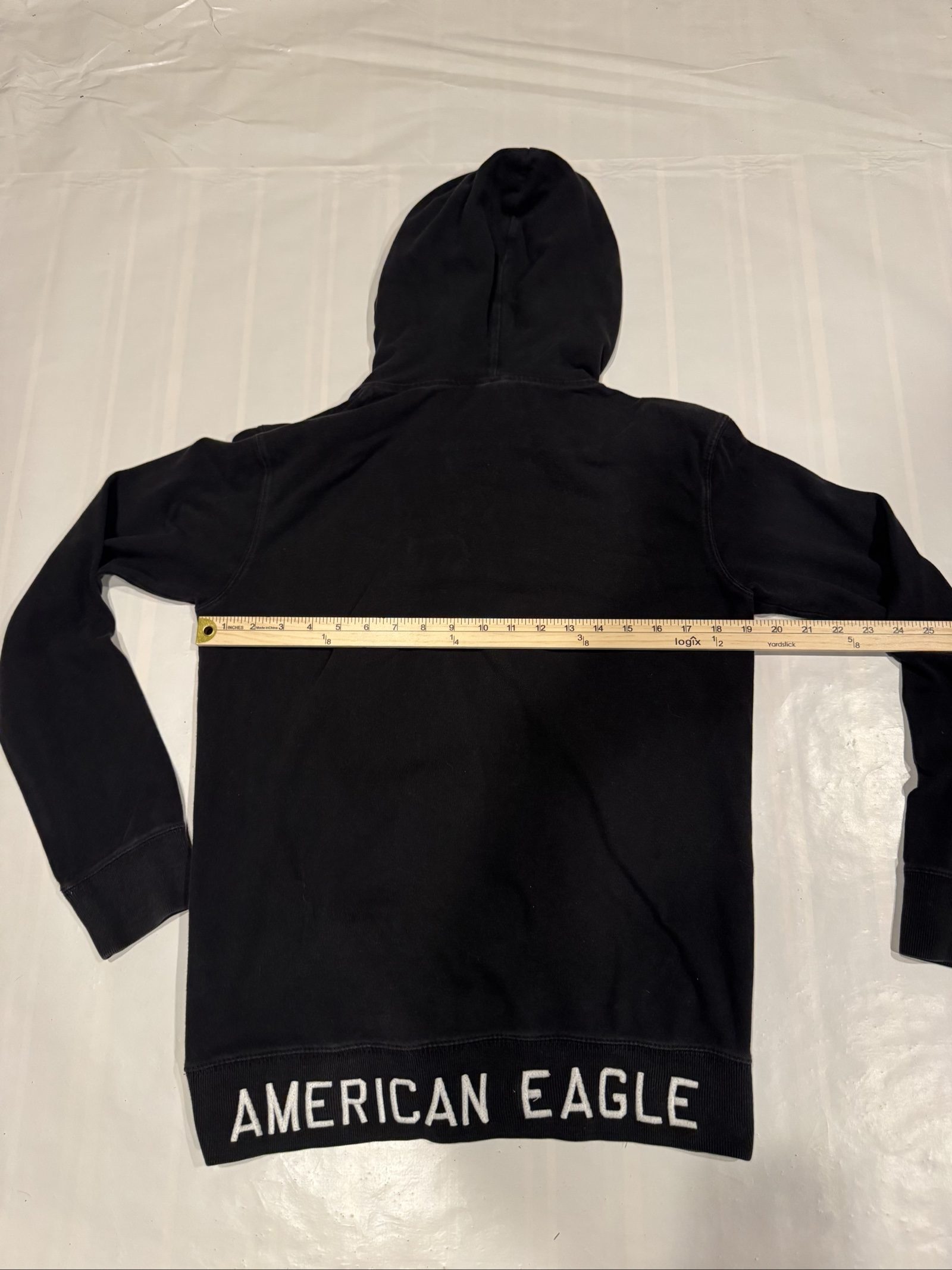 American Eagle Black & Grey USA Patch Hoodie Small image 8