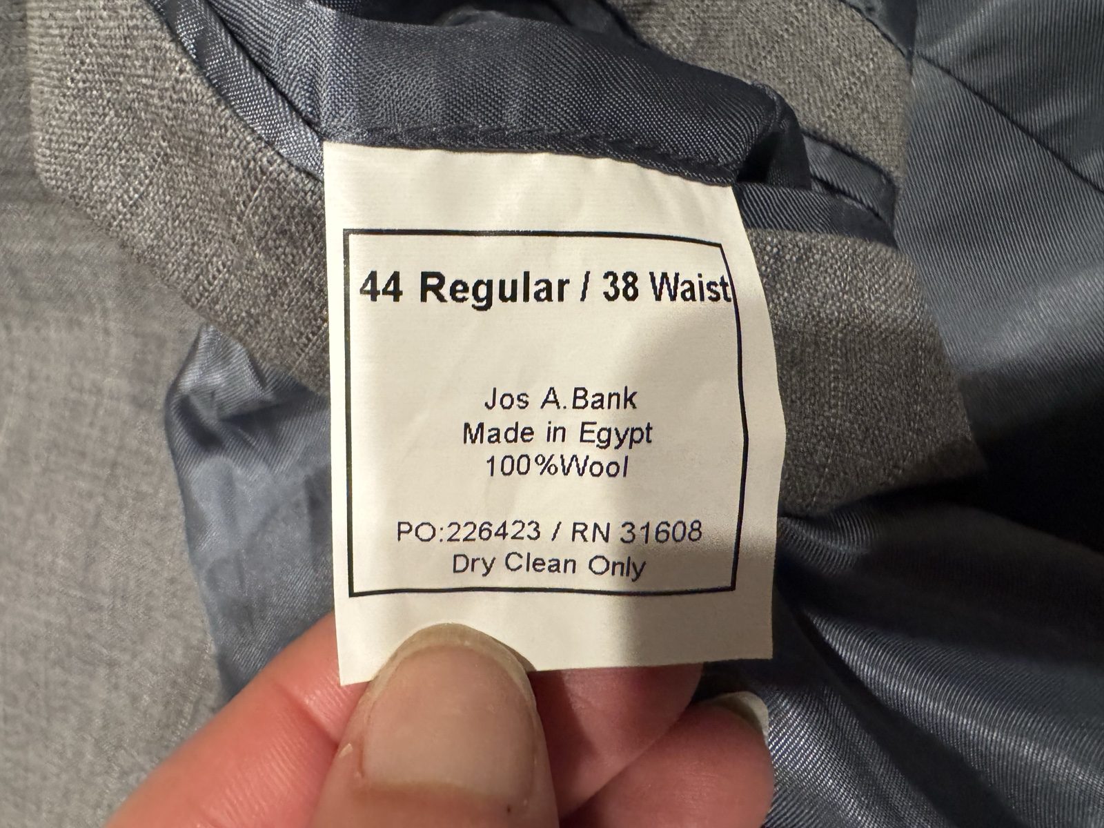 Jos A Bank Men Grey Wool Suit Jacket 44 Regular image 5
