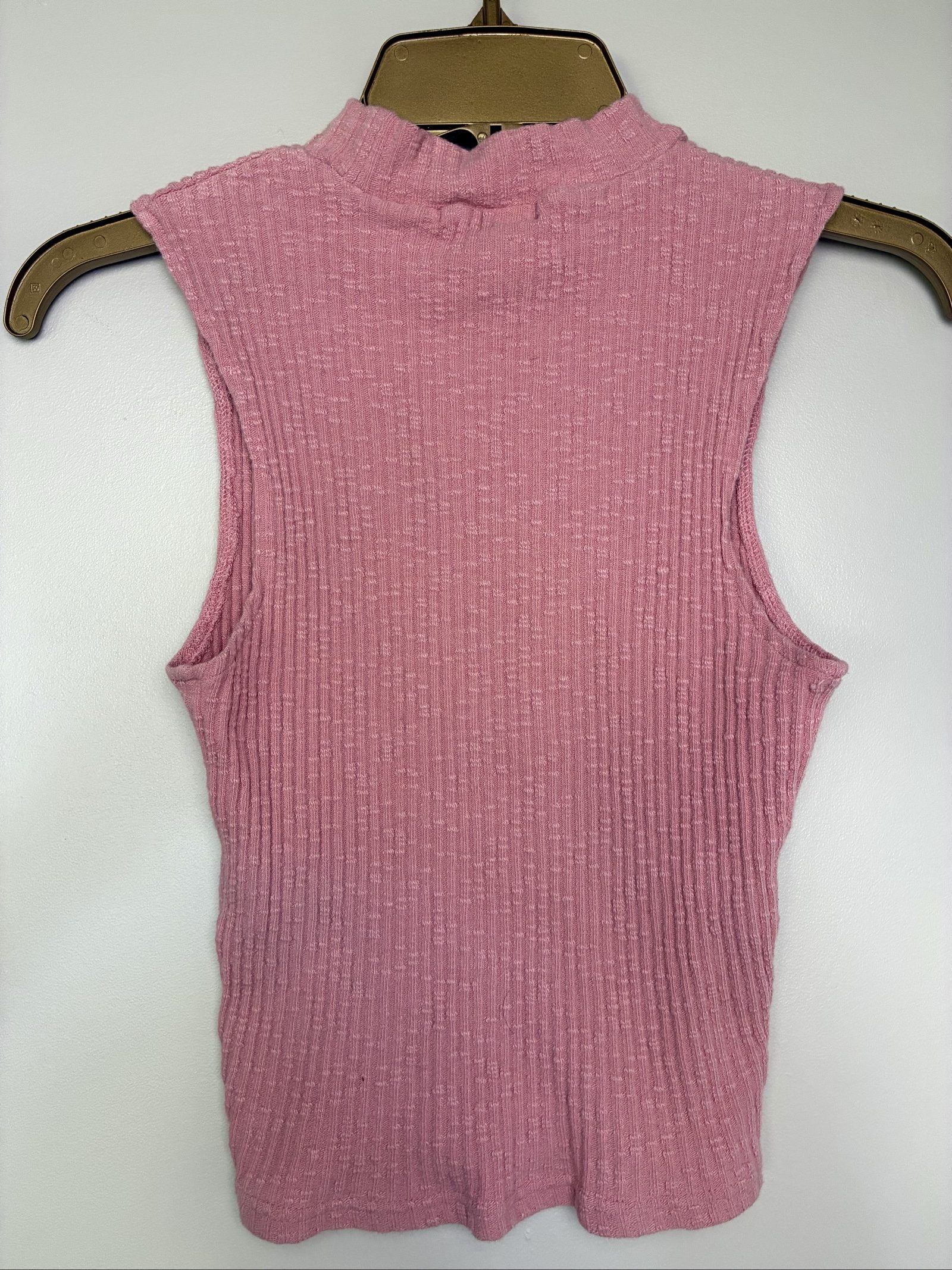 Forever 21 Pink Ribbed Mock Neck Tank Top Heart Cutout Coquette Y2K Style Size S image 3