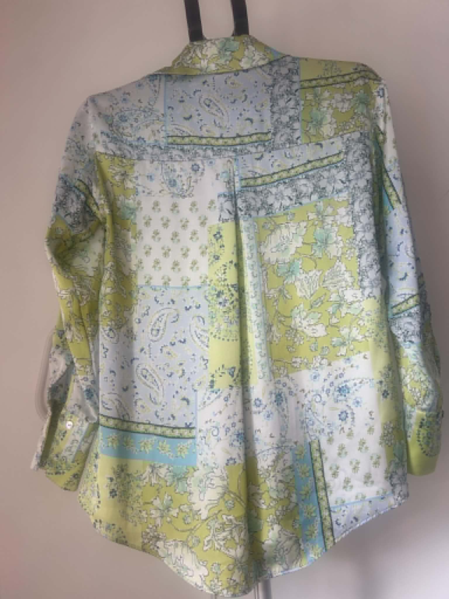 Zara Women's Green & Blue Floral paisley Patchwork Shirt Medium image 2