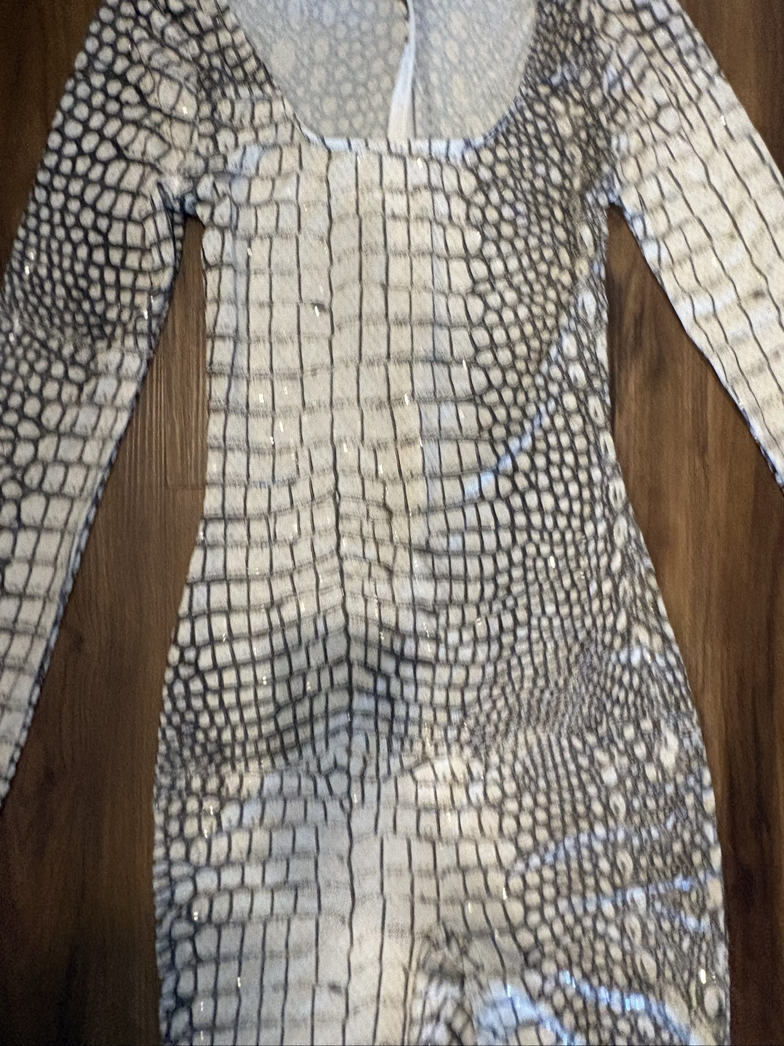 Monica Hansen White & Black Snakeskin Print Jumpsuit Small image 2