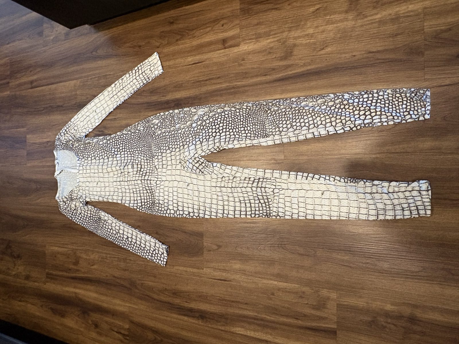 Monica Hansen White & Black Snakeskin Print Jumpsuit Small image 3