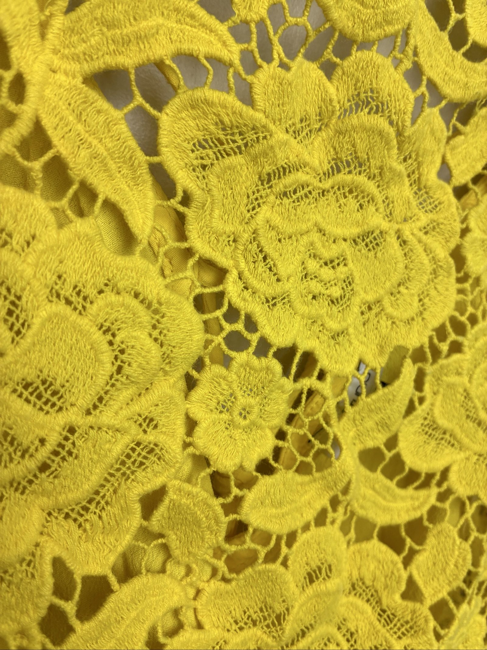 Y2K Inspired Studio F Yellow 100% Heavy Guipure Cotton Cami Crop Top XS image 3