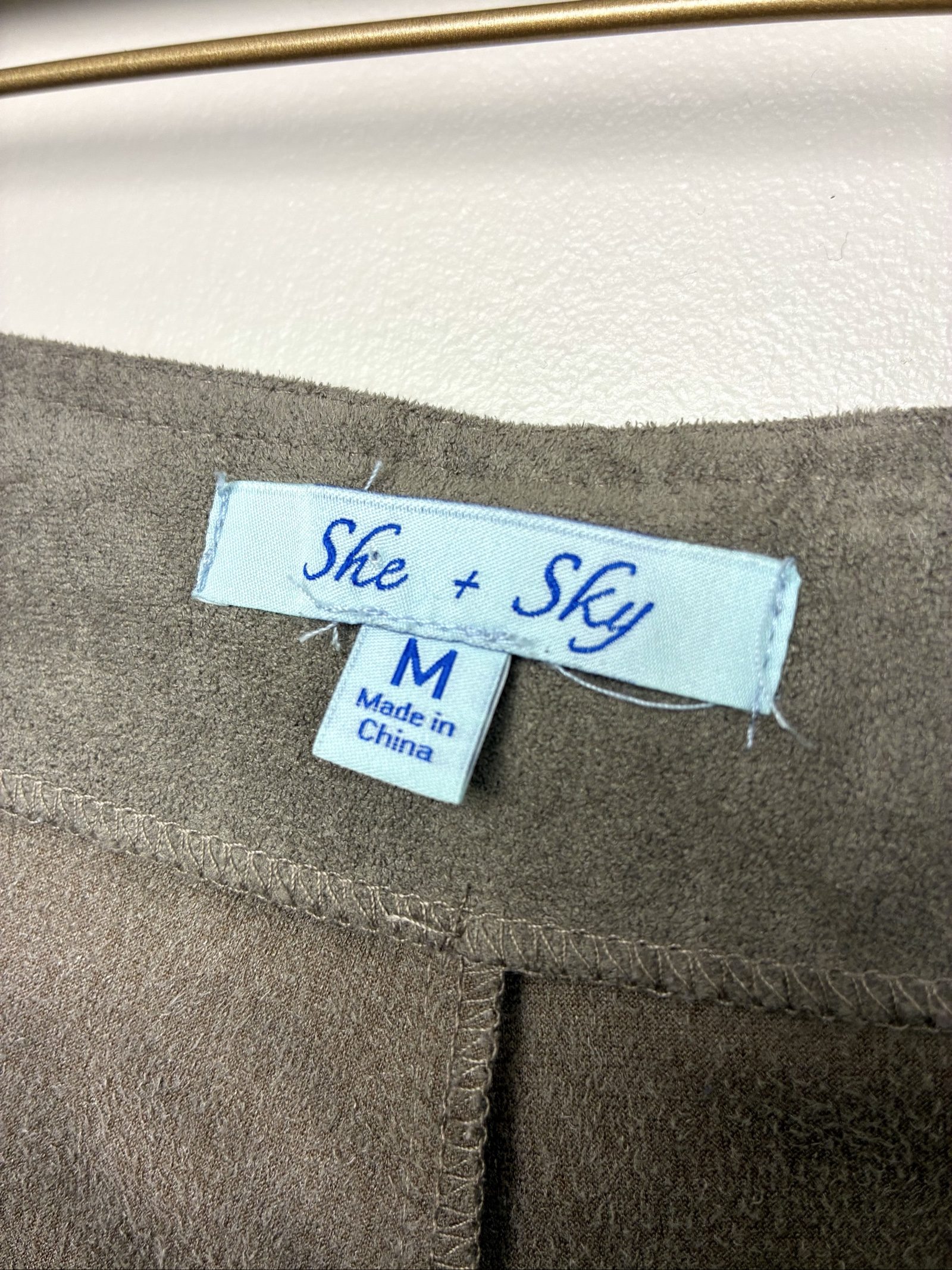 She + Sky Y2K Inspired Faux Suede Lace Up Shorts Gray Green Size M image 2