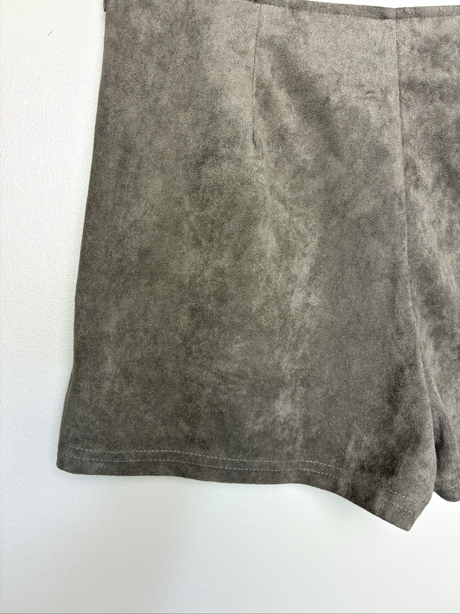 She + Sky Y2K Inspired Faux Suede Lace Up Shorts Gray Green Size M image 4