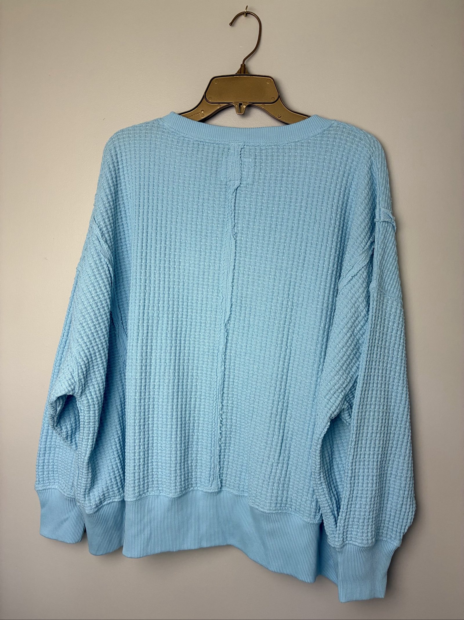 American Eagle Outfitters Waffle Knit Pullover Light Blue Size S image 5