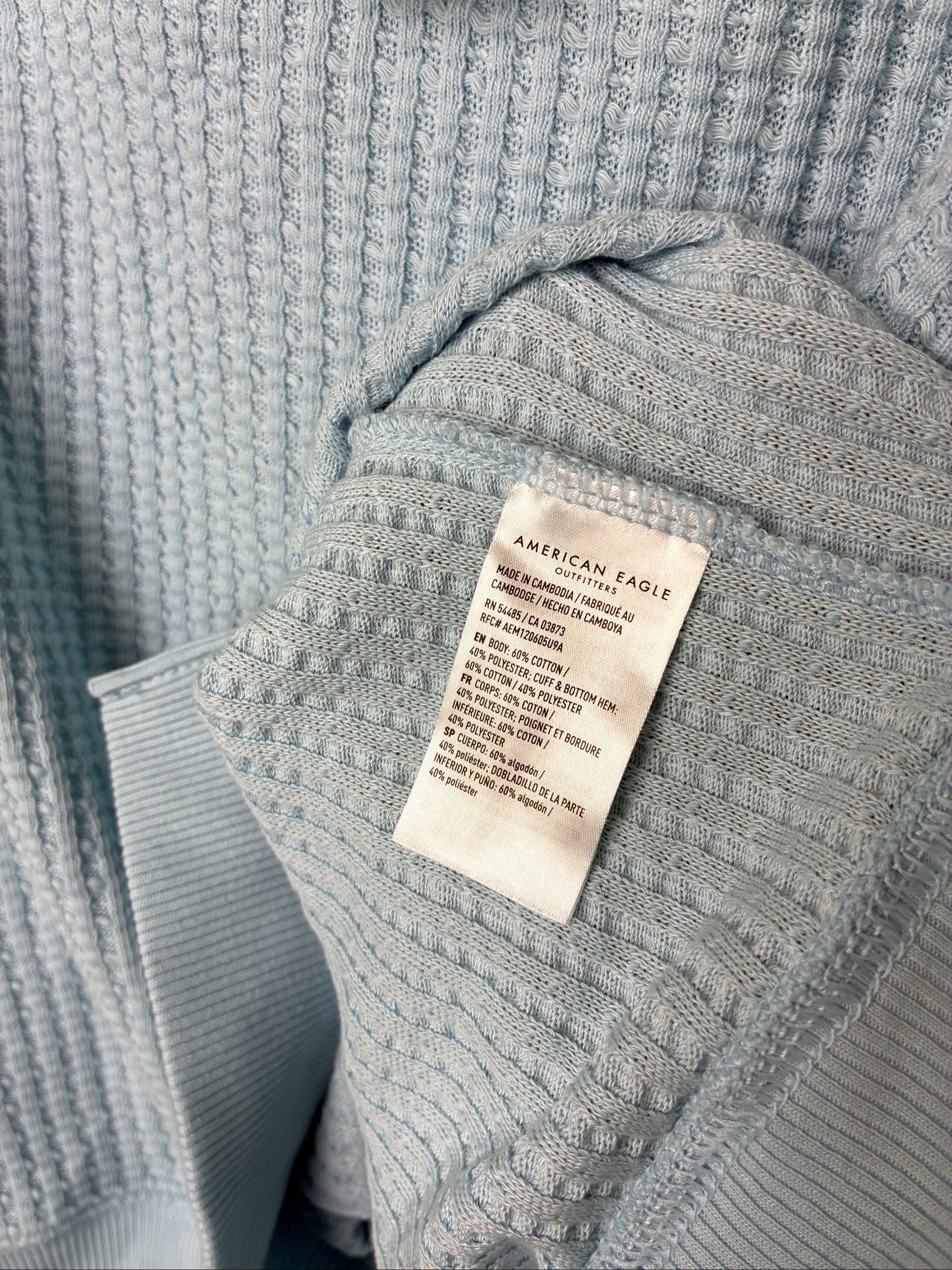 American Eagle Outfitters Waffle Knit Pullover Light Blue Size S image 6