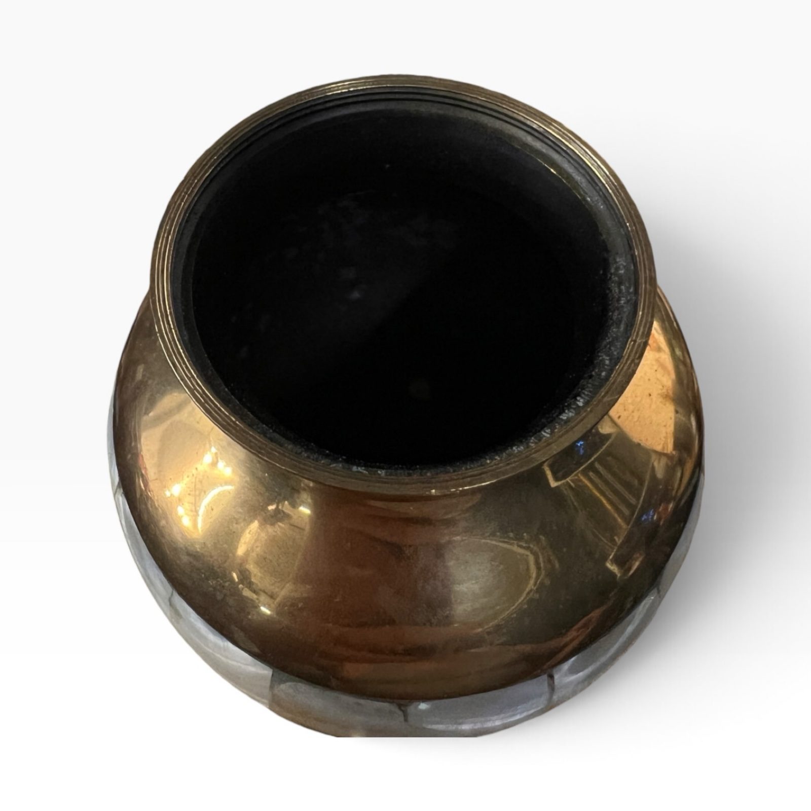 Mother of Pearl Brass Keepsake Cremation Urn 35 Cubic Inch 6” image 4