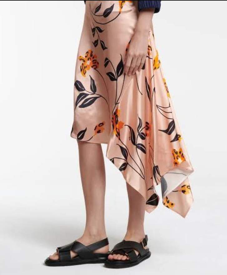 New Marni Asymmetric Printed Satin Skirt Size L image 4