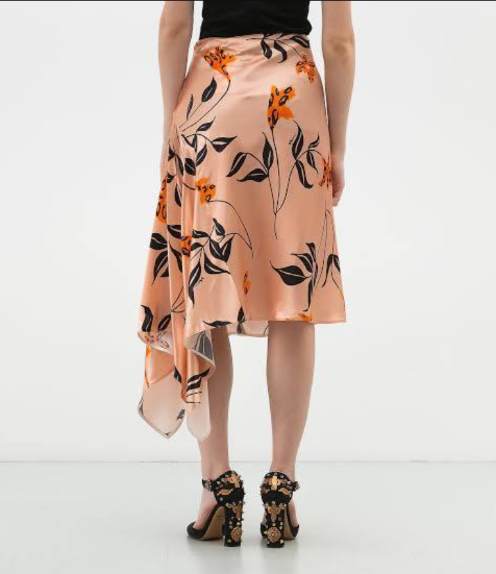 New Marni Asymmetric Printed Satin Skirt Size L image 5