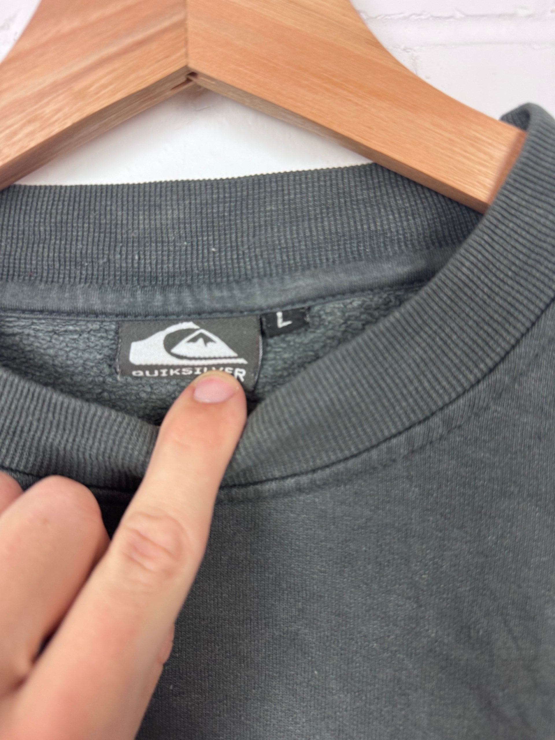 vintage Quiksilver Grey & Beige Colour Block Crewneck Sweatshirt Large image 4