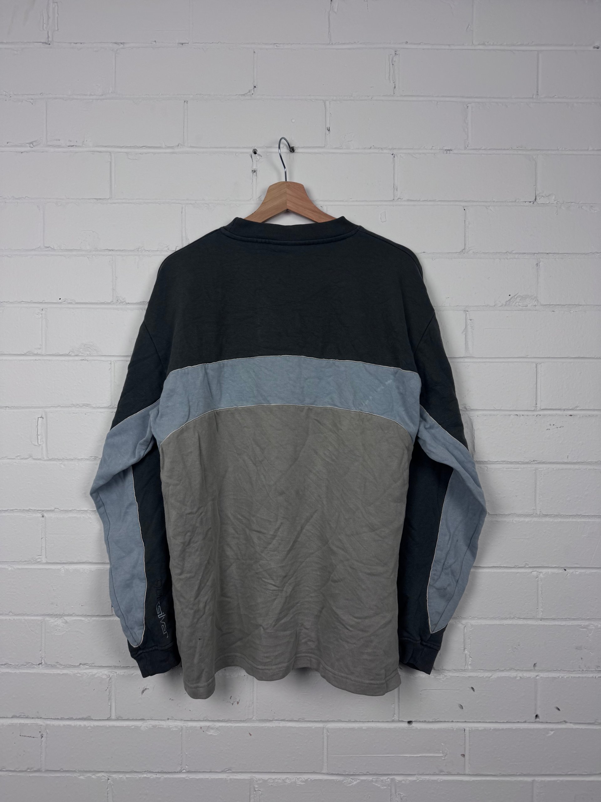 vintage Quiksilver Grey & Beige Colour Block Crewneck Sweatshirt Large image 5