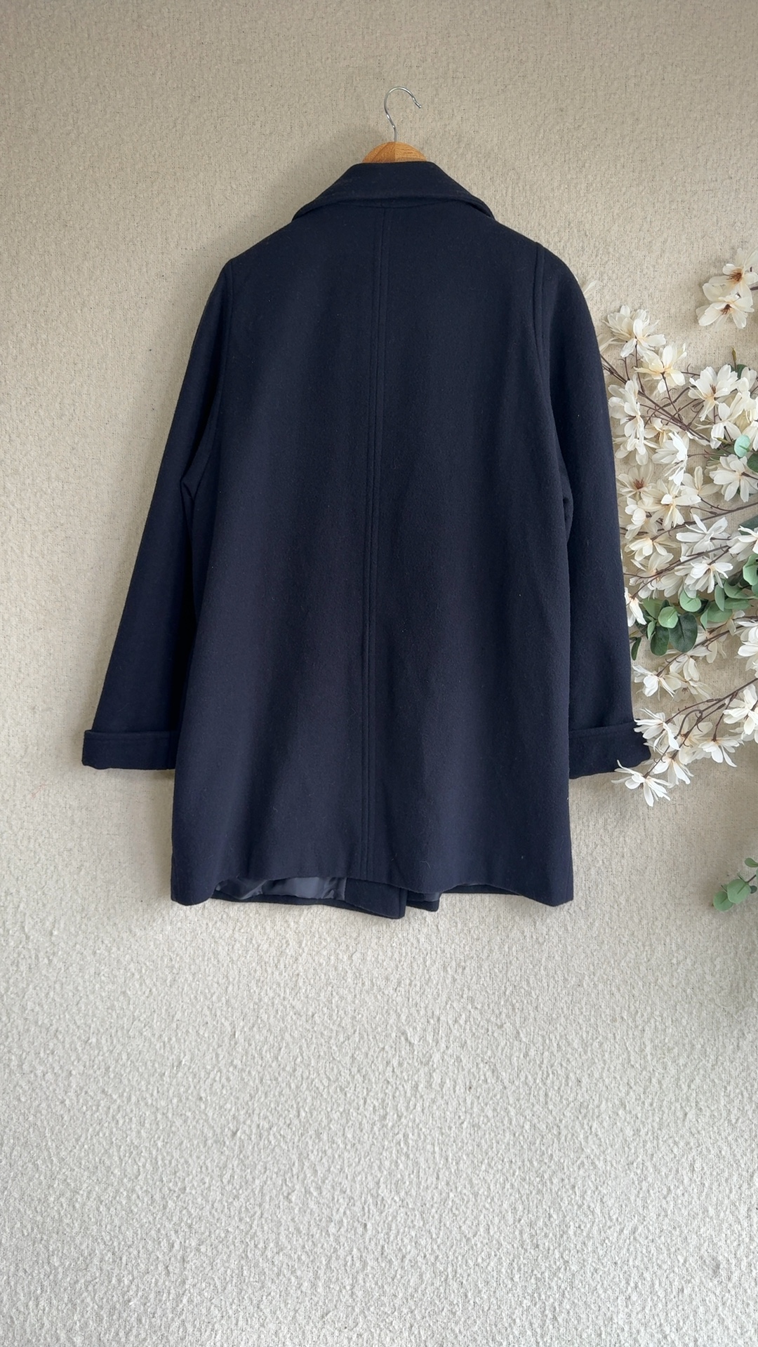 Klass Women's Navy Wool Blend Double Breasted Coat UK 16 Classic Chic image 5