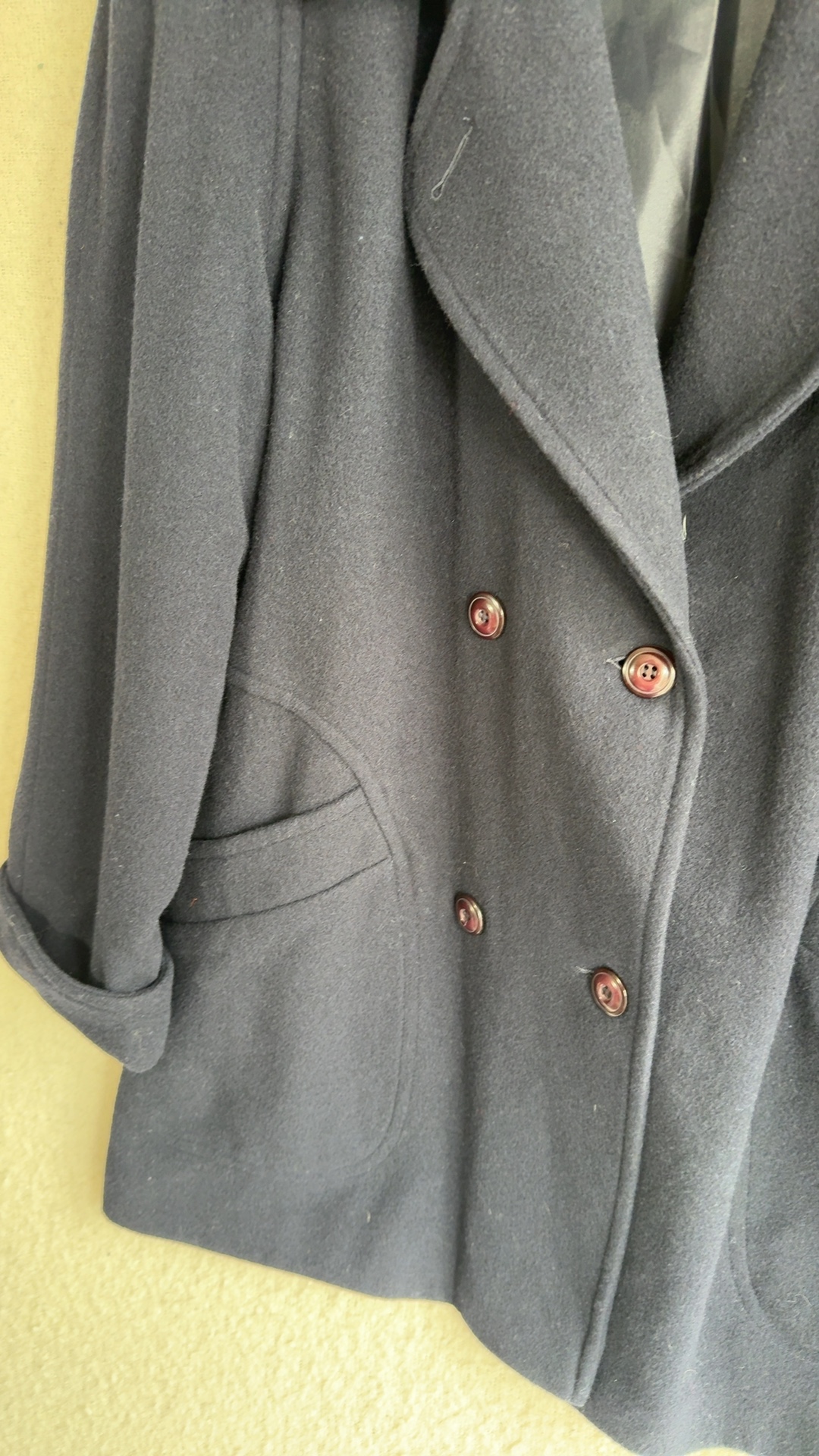 Klass Women's Navy Wool Blend Double Breasted Coat UK 16 Classic Chic image 6