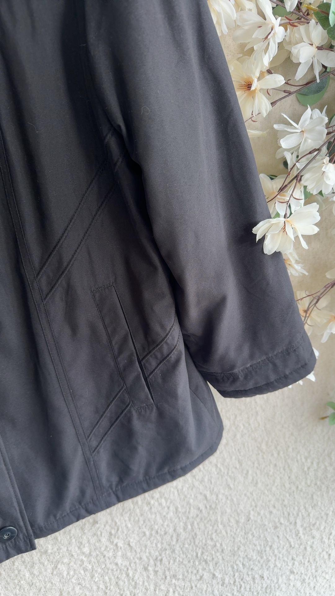 Cotswold Collections Black Polyester Overcoat UK 18 Classic Long Sleeve Jacket image 6