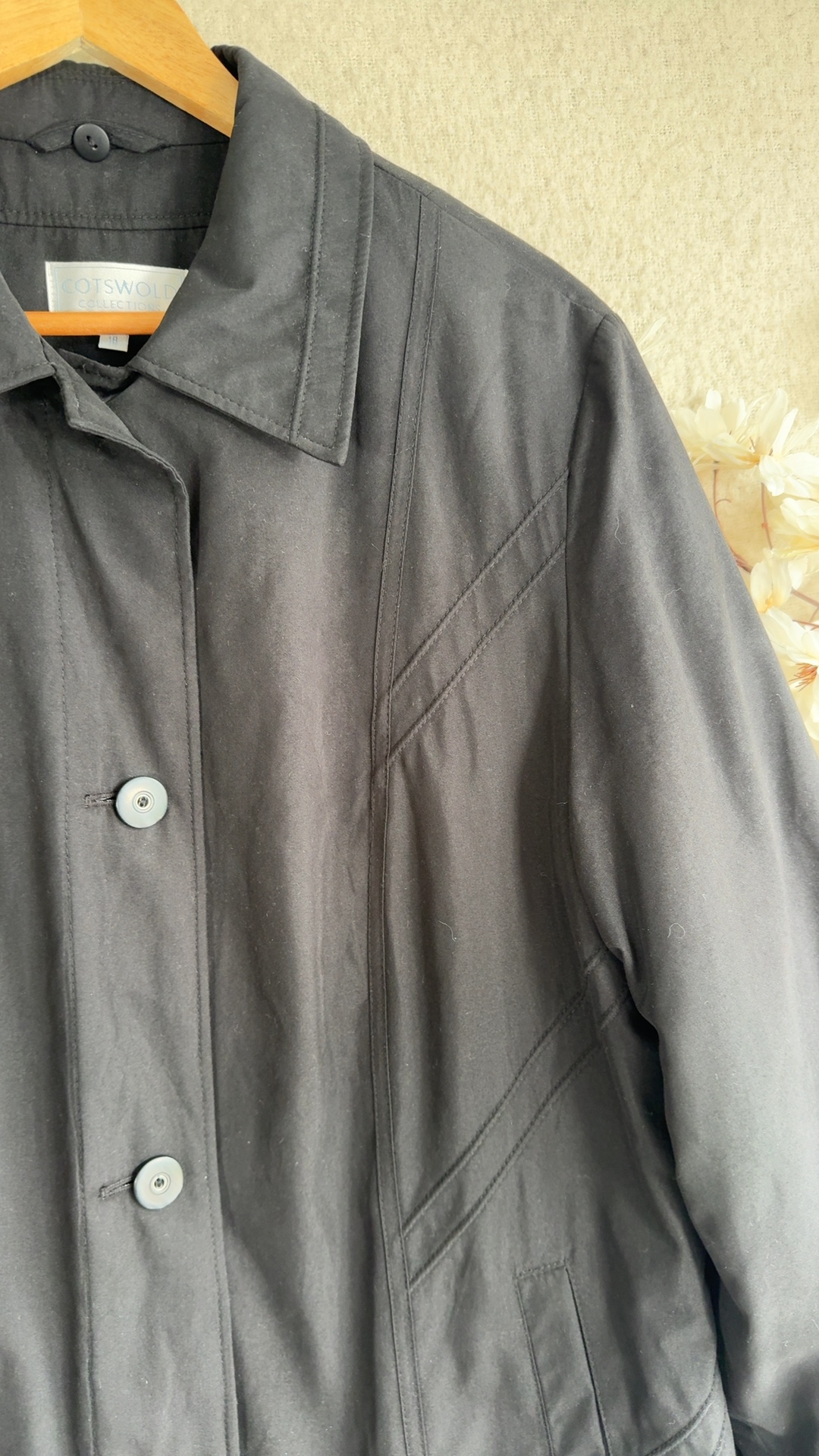 Cotswold Collections Black Polyester Overcoat UK 18 Classic Long Sleeve Jacket image 3