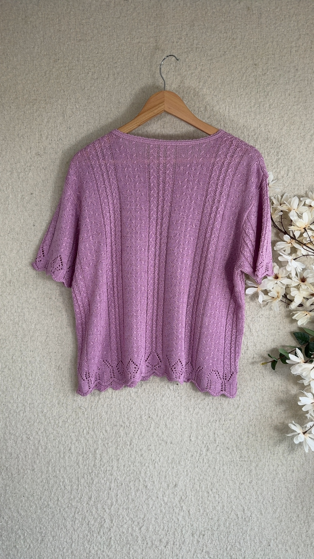Bentex Mauve Pink Women's Knit Patterned Top UK 14-16 Acrylic Nylon