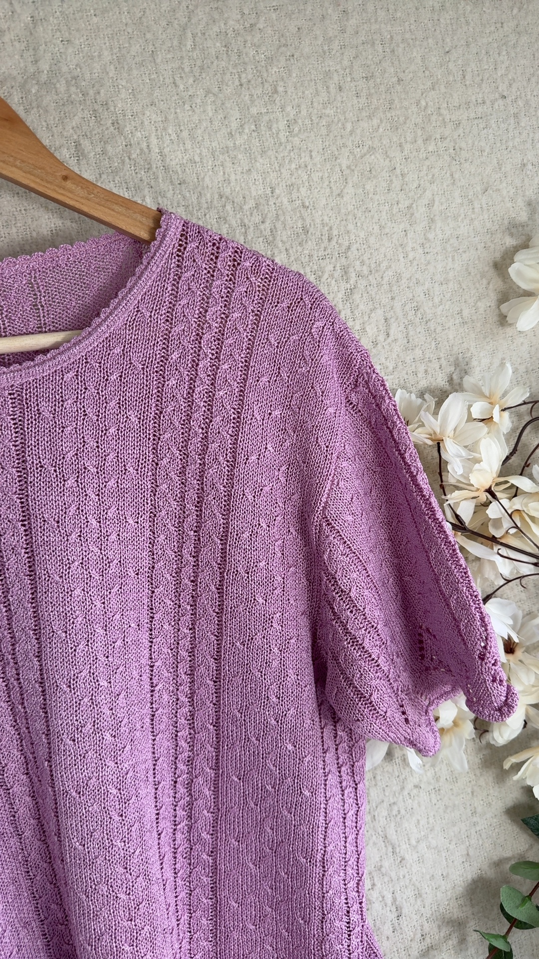 Bentex Mauve Pink Women's Knit Patterned Top UK 14-16 Acrylic Nylon image 5