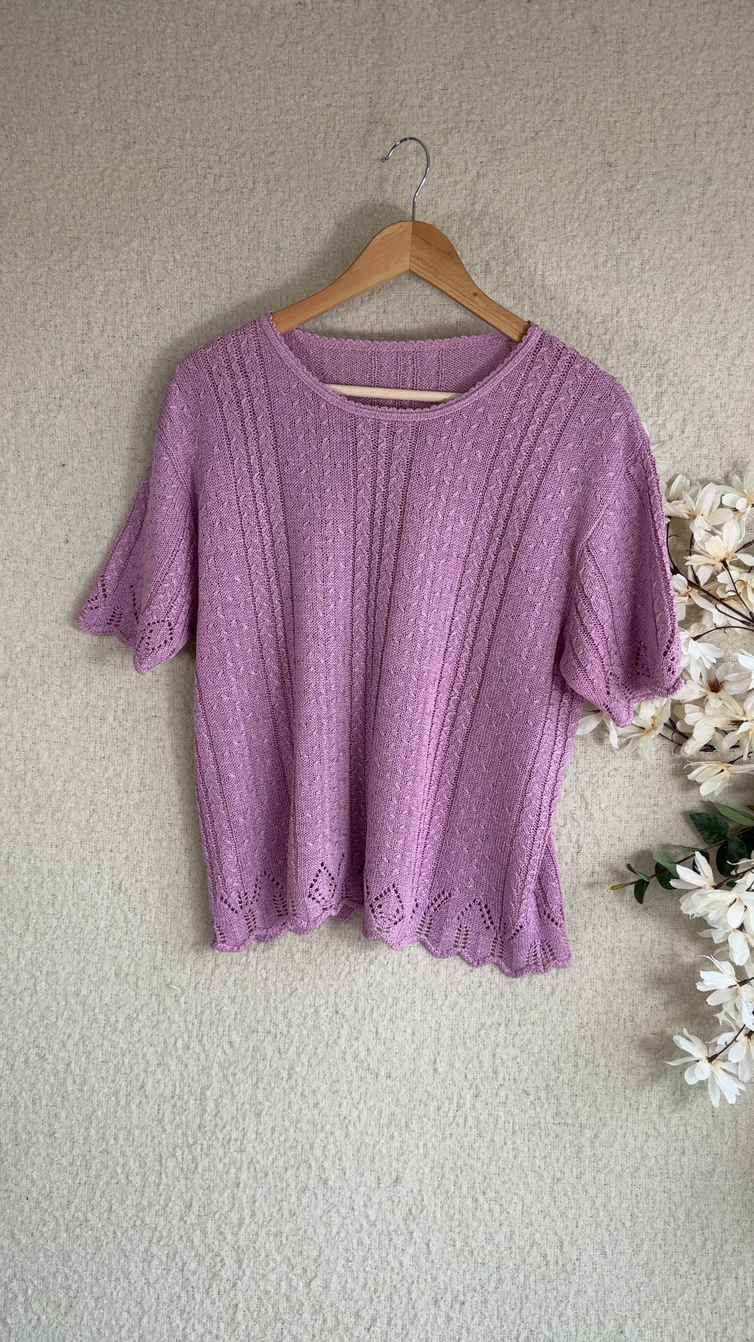 Bentex Mauve Pink Women's Knit Patterned Top UK 14-16 Acrylic Nylon image 6