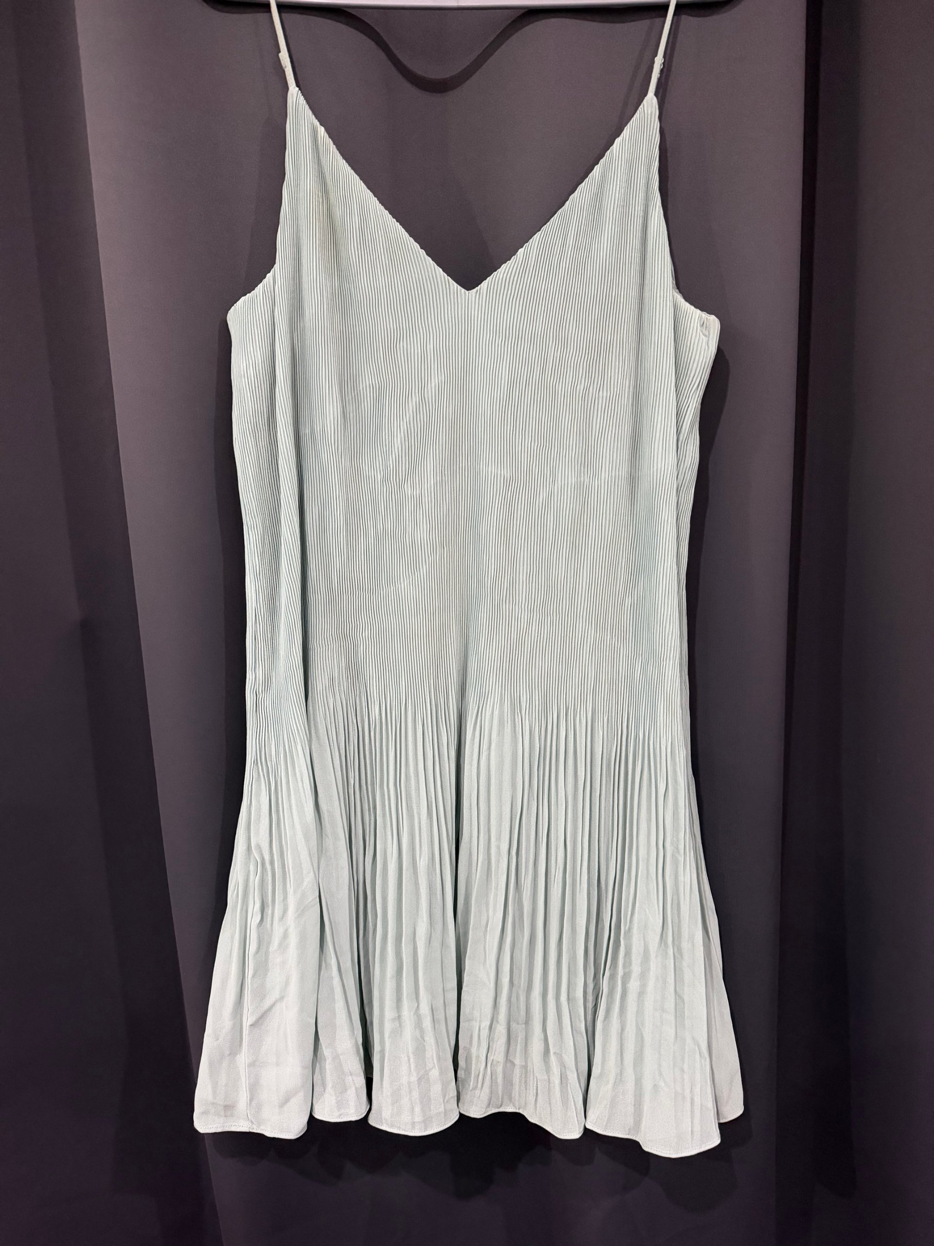 H&M Mint Green Pleated Slip Dress UK 10 Polyester