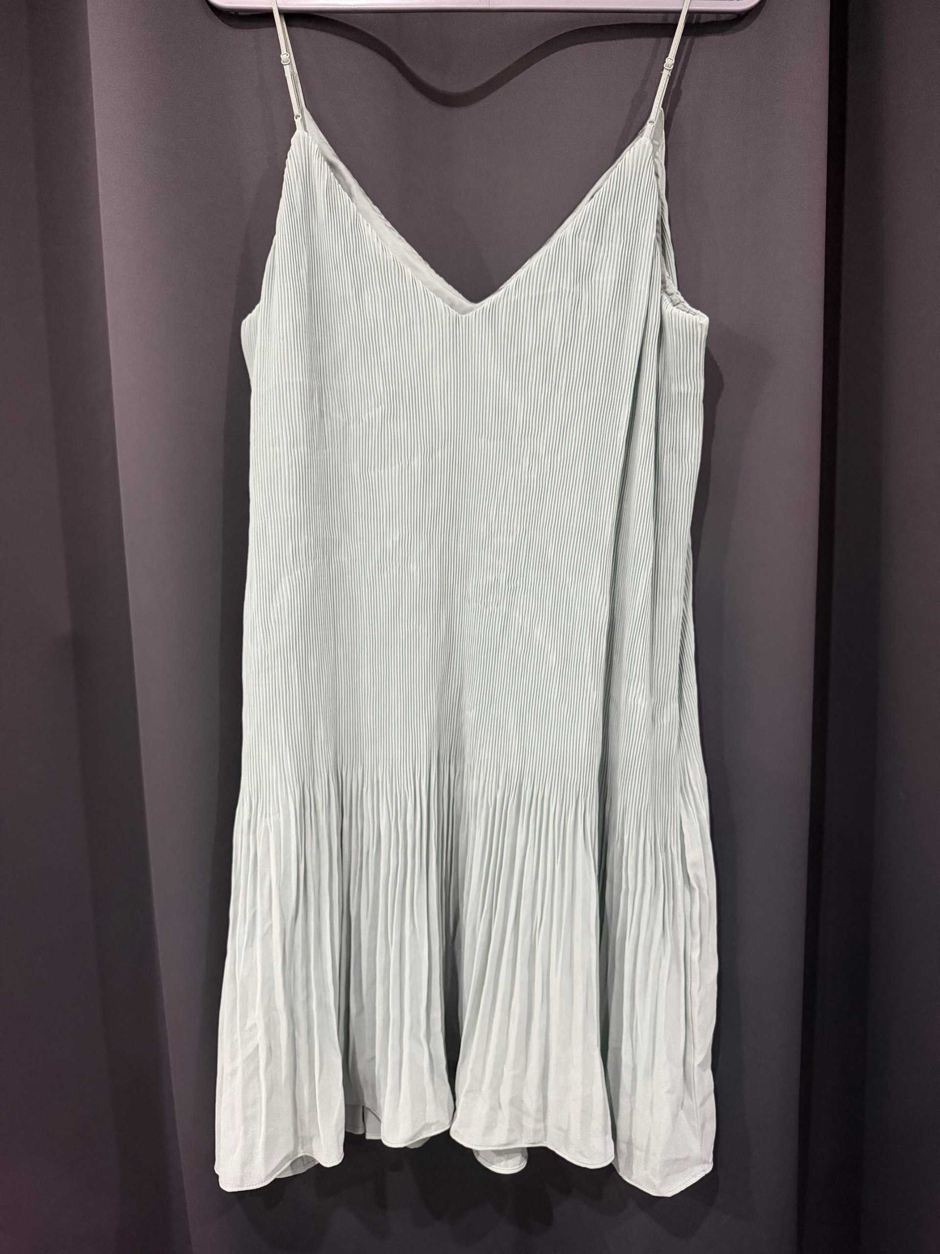 H&M Mint Green Pleated Slip Dress UK 10 Polyester image 3