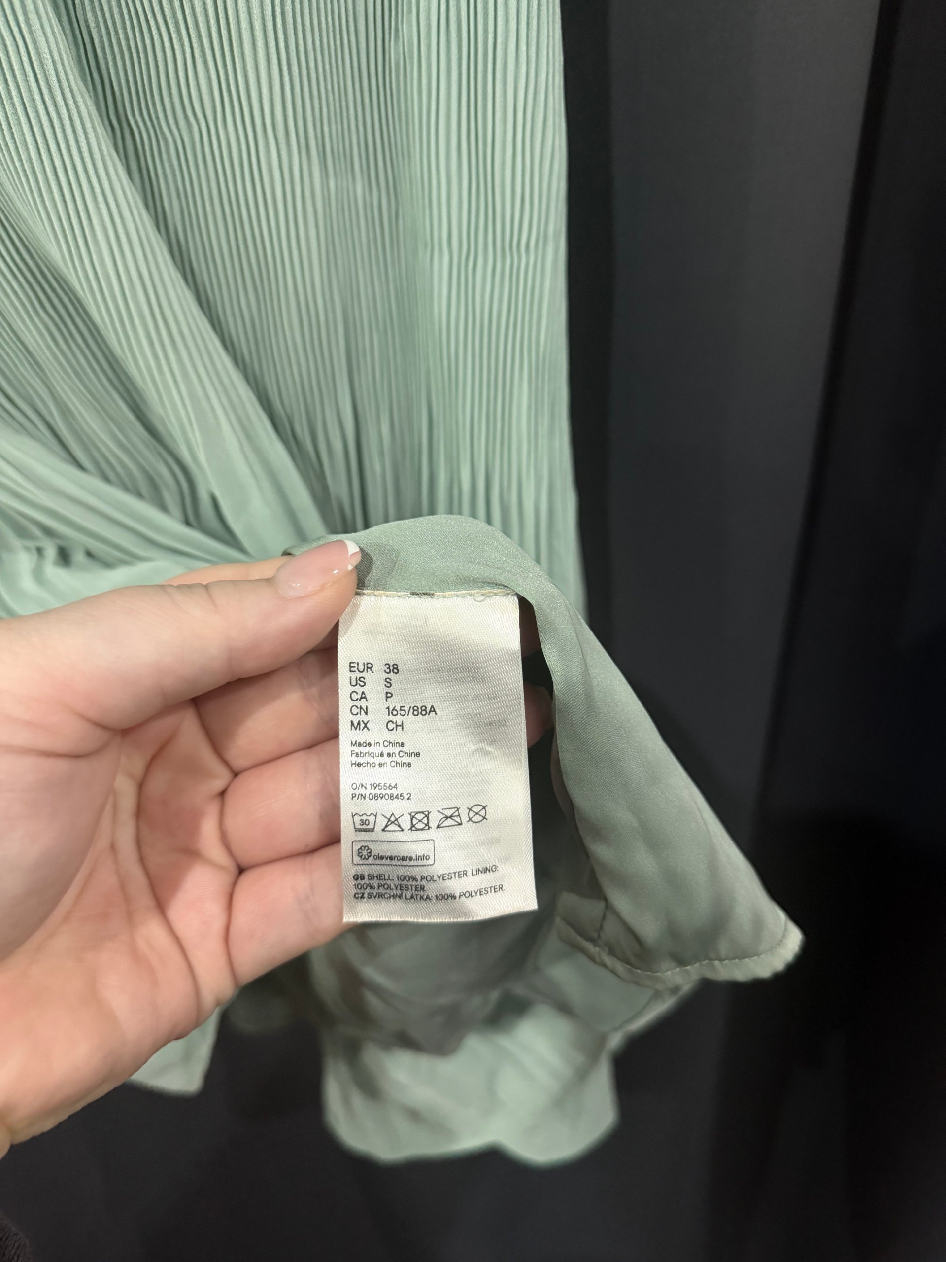 H&M Mint Green Pleated Slip Dress UK 10 Polyester image 4