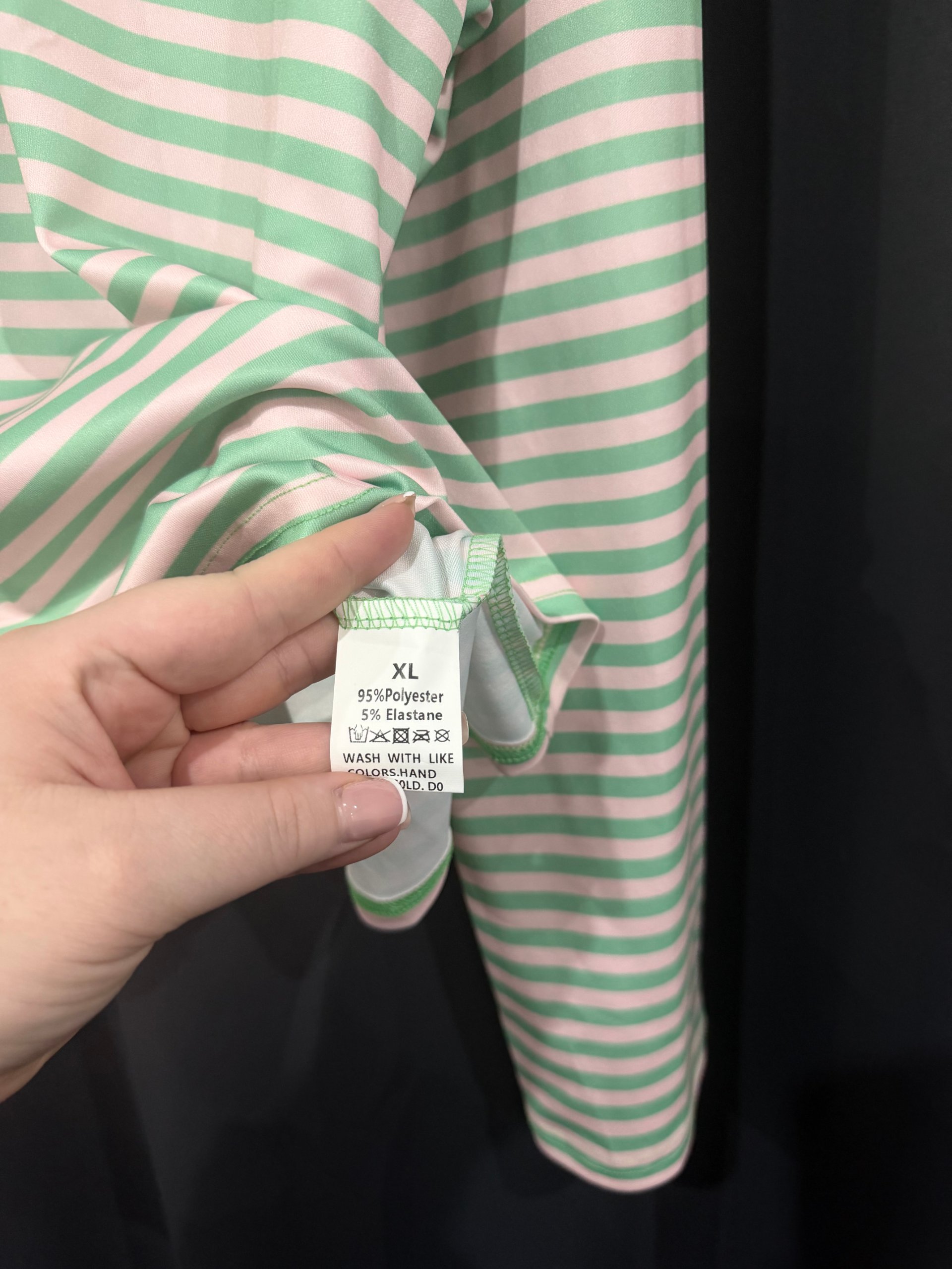 Striped Mint Green & White Long Sleeve Top Extra Large image 3