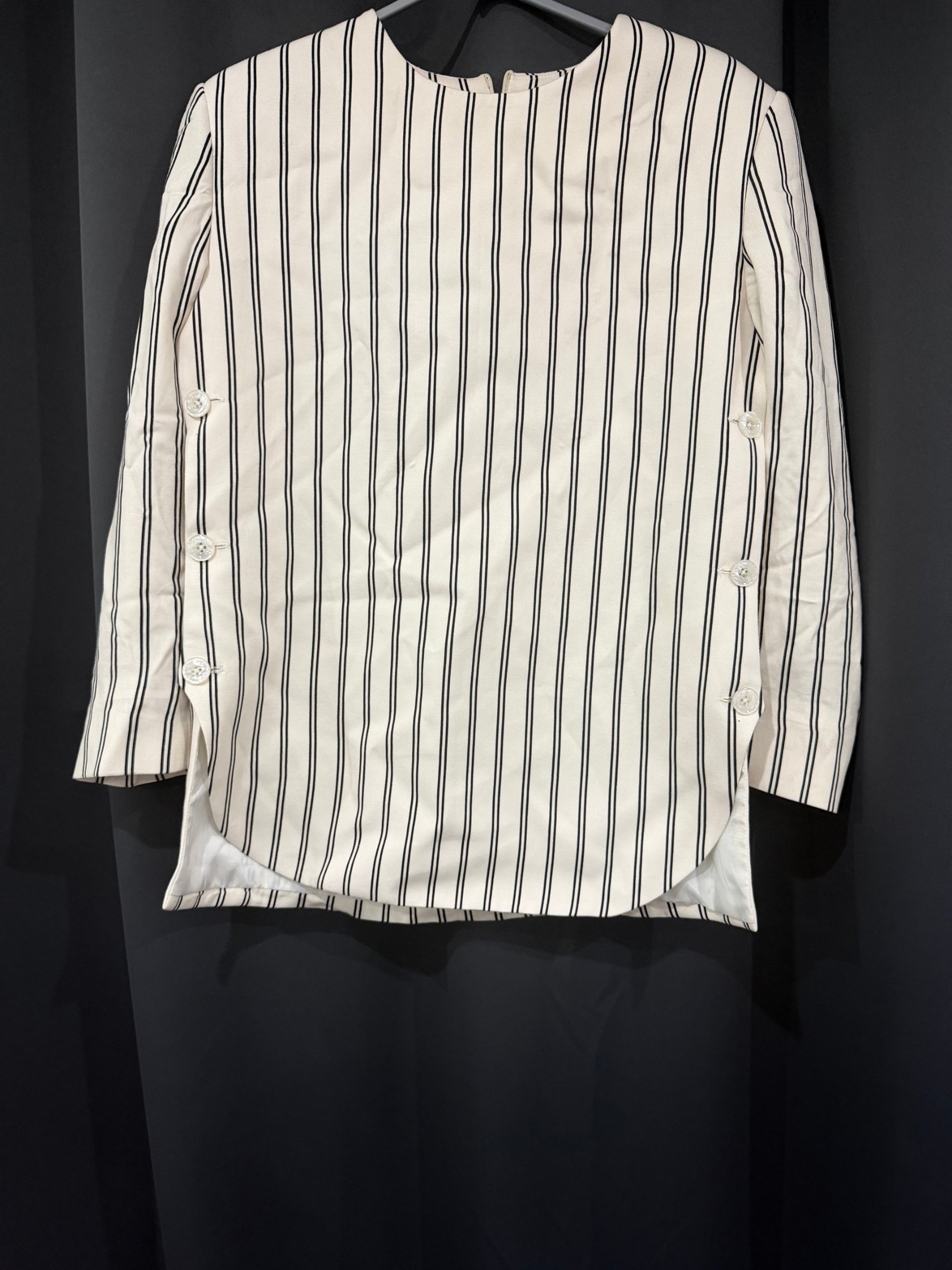 Unbranded Black & White Striped Long Sleeve Blouse XS