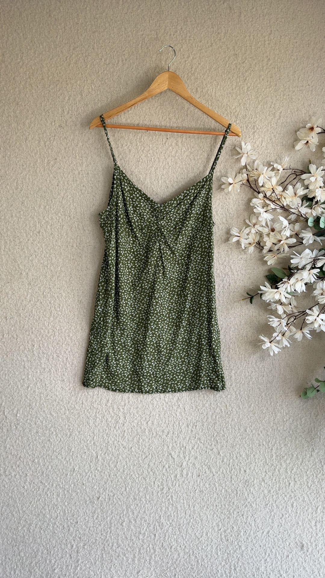 Papaya Women's Olive Green & White Floral Slip Dress UK 14 Summer Chic