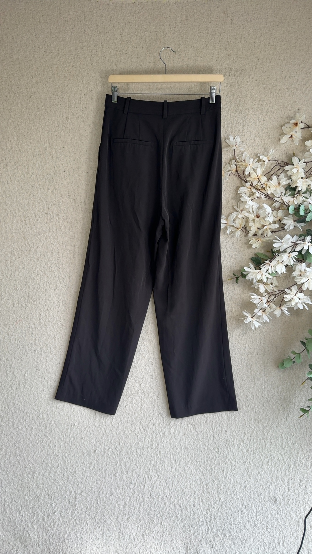 H&M Black Wide Leg Trousers UK 10 Classic Smart Casual image 4