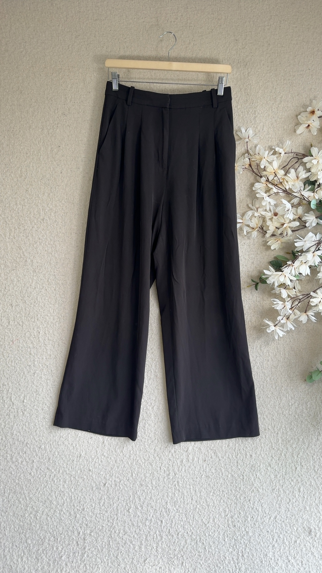 H&M Black Wide Leg Trousers UK 10 Classic Smart Casual