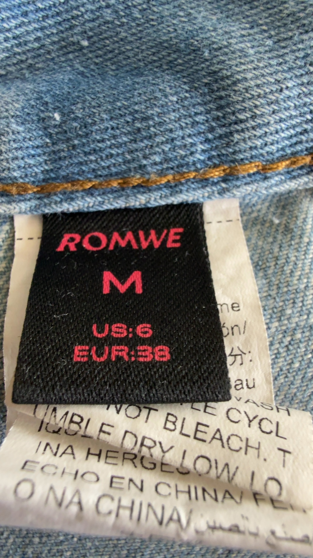 ROMWE Light Blue Denim Mini Skirt Medium Classic Cotton Blend A-Line image 2