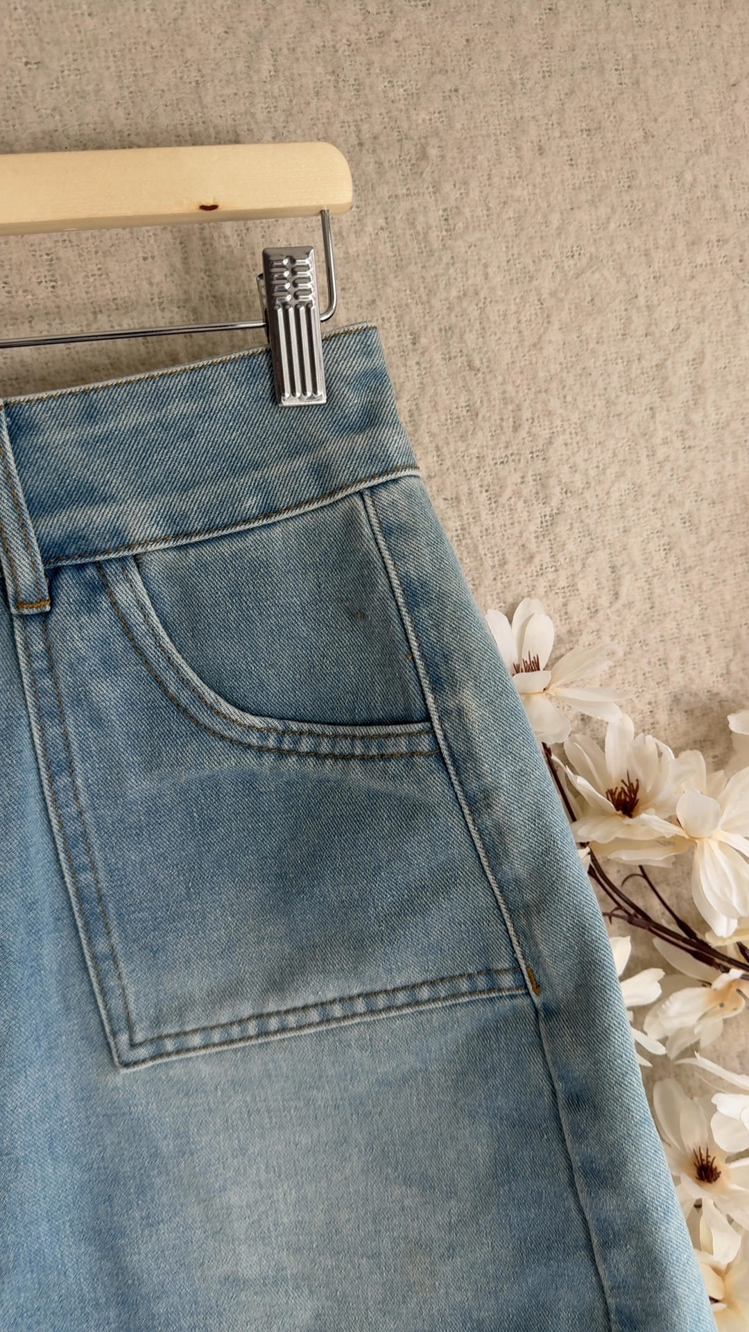 ROMWE Light Blue Denim Mini Skirt Medium Classic Cotton Blend A-Line image 5