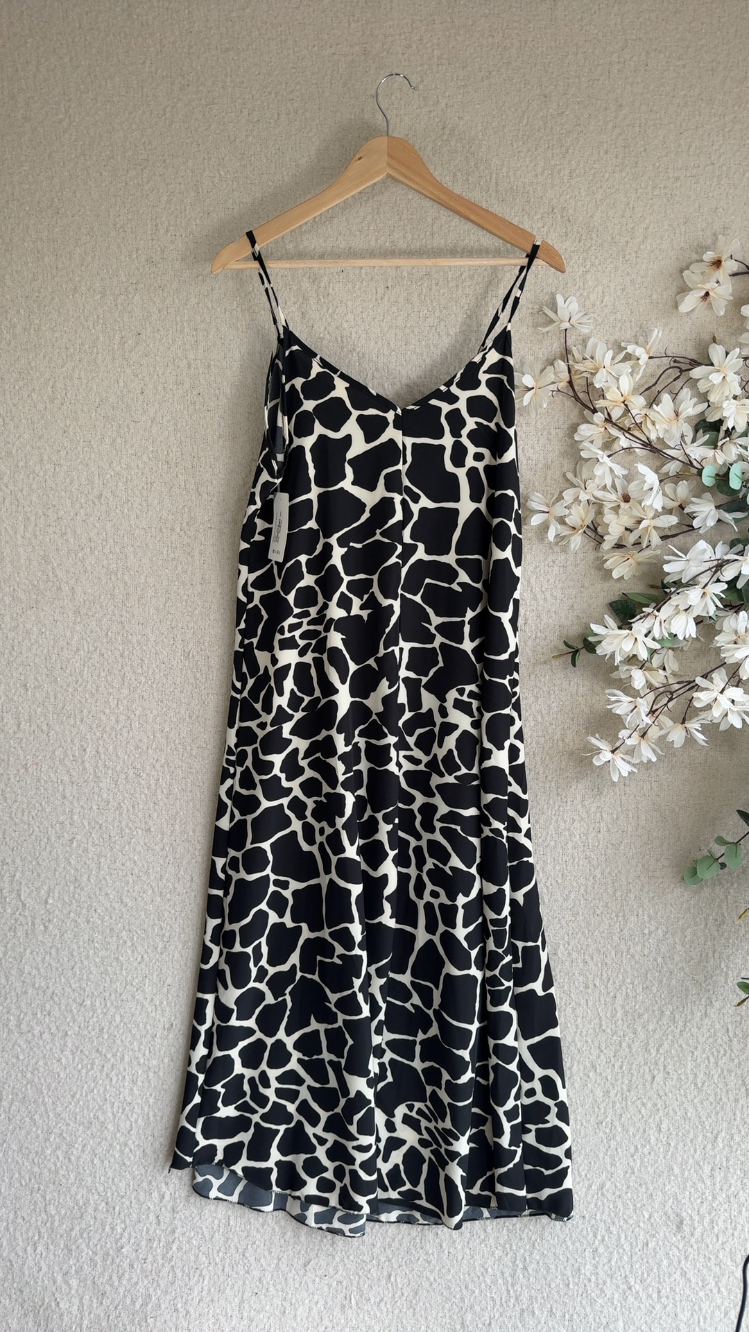 C&W Collection Black & White Giraffe Print Slip Dress UK 10 Made in Italy image 3