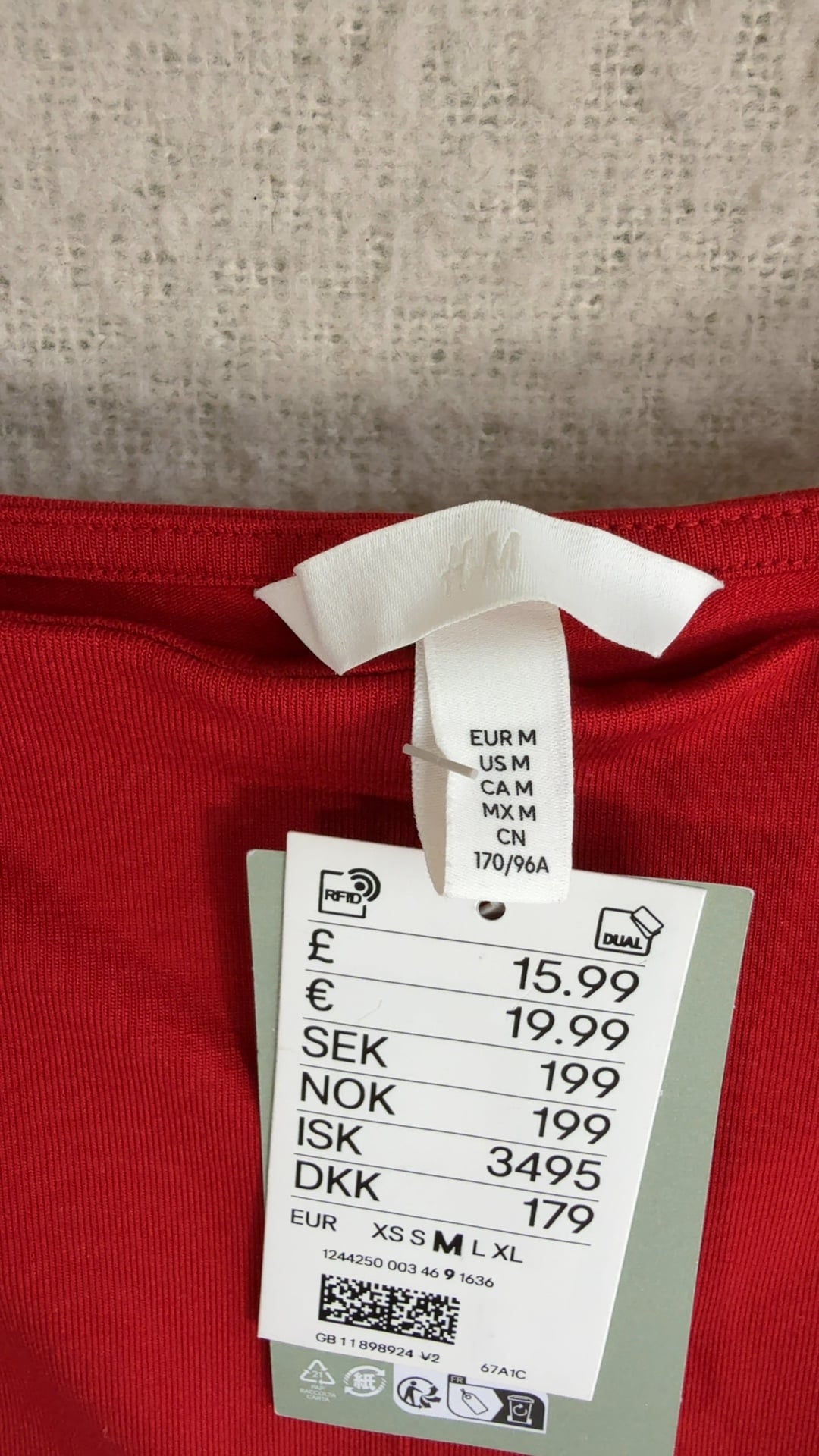 H&M Women's Red Stretch Viscose Elastane Sleeveless Top Medium UK 12 image 3