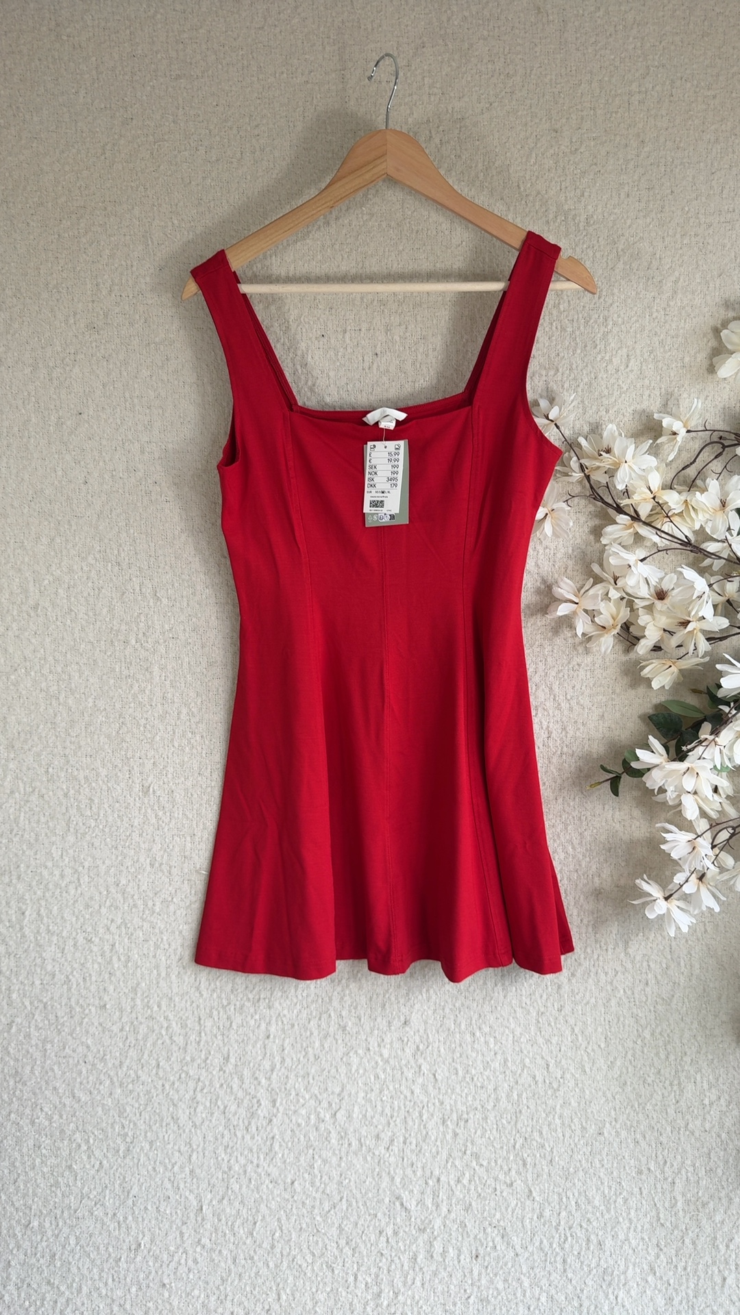 H&M Women's Red Stretch Viscose Elastane Sleeveless Top Medium UK 12 image 5