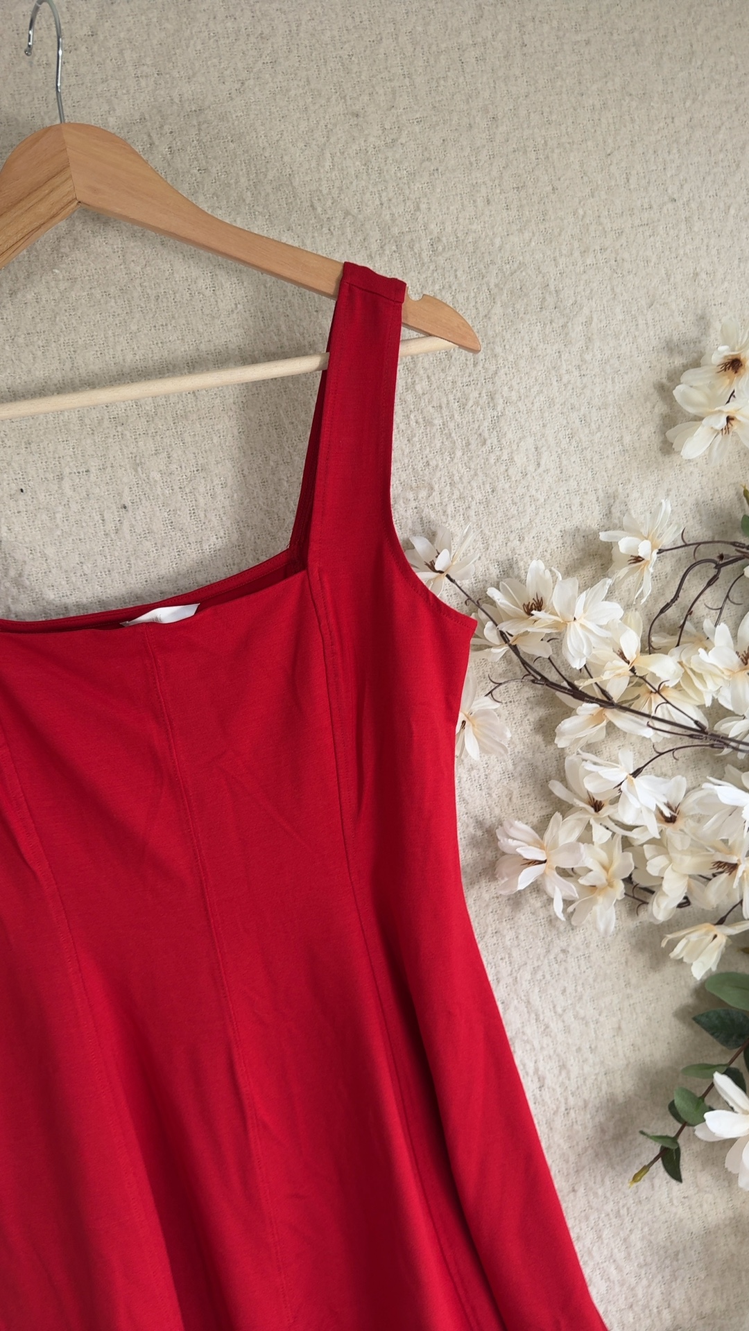 H&M Women's Red Stretch Viscose Elastane Sleeveless Top Medium UK 12 image 6