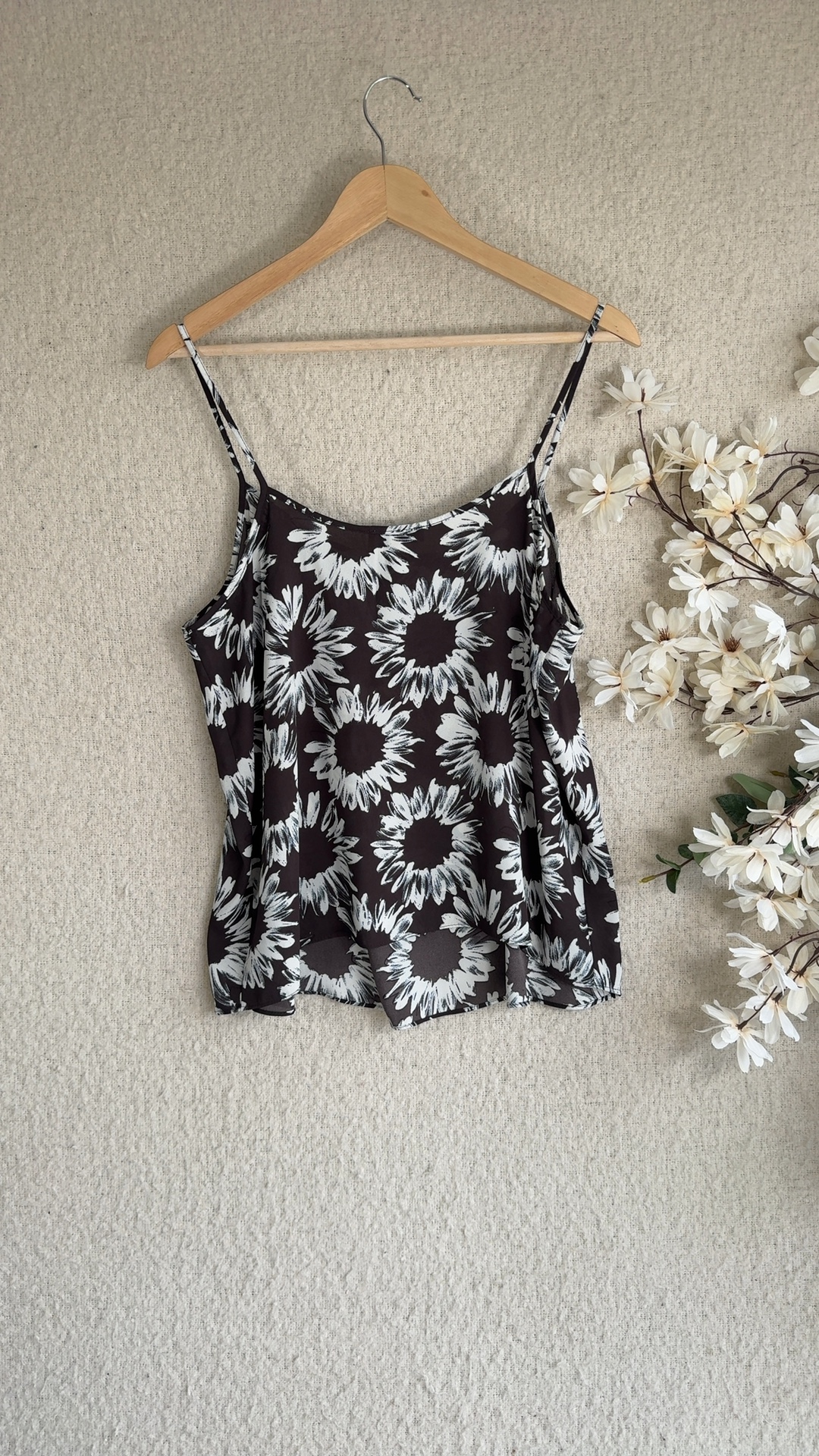 Papaya Black & White Floral Print Cami Top UK 18 Soft 100% Polyester