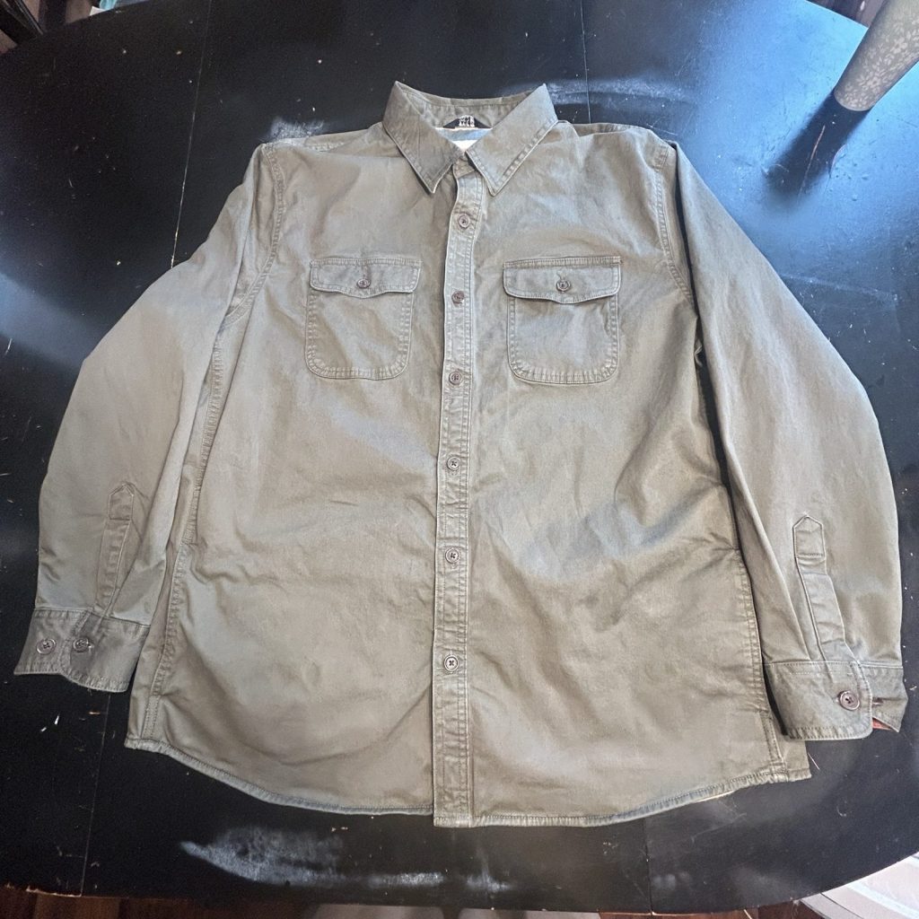 Lands' End Men's Traditional Fit Olive Green Cotton Shirt XL 46-48
