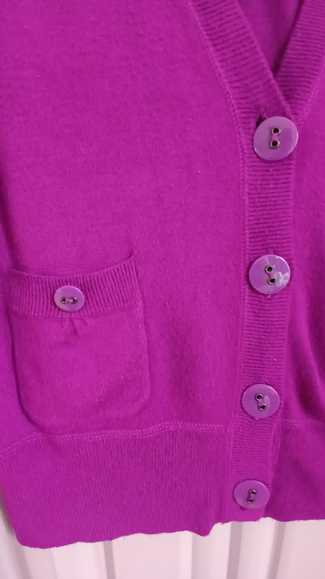Purple Button Cardigan With Pockets image 2
